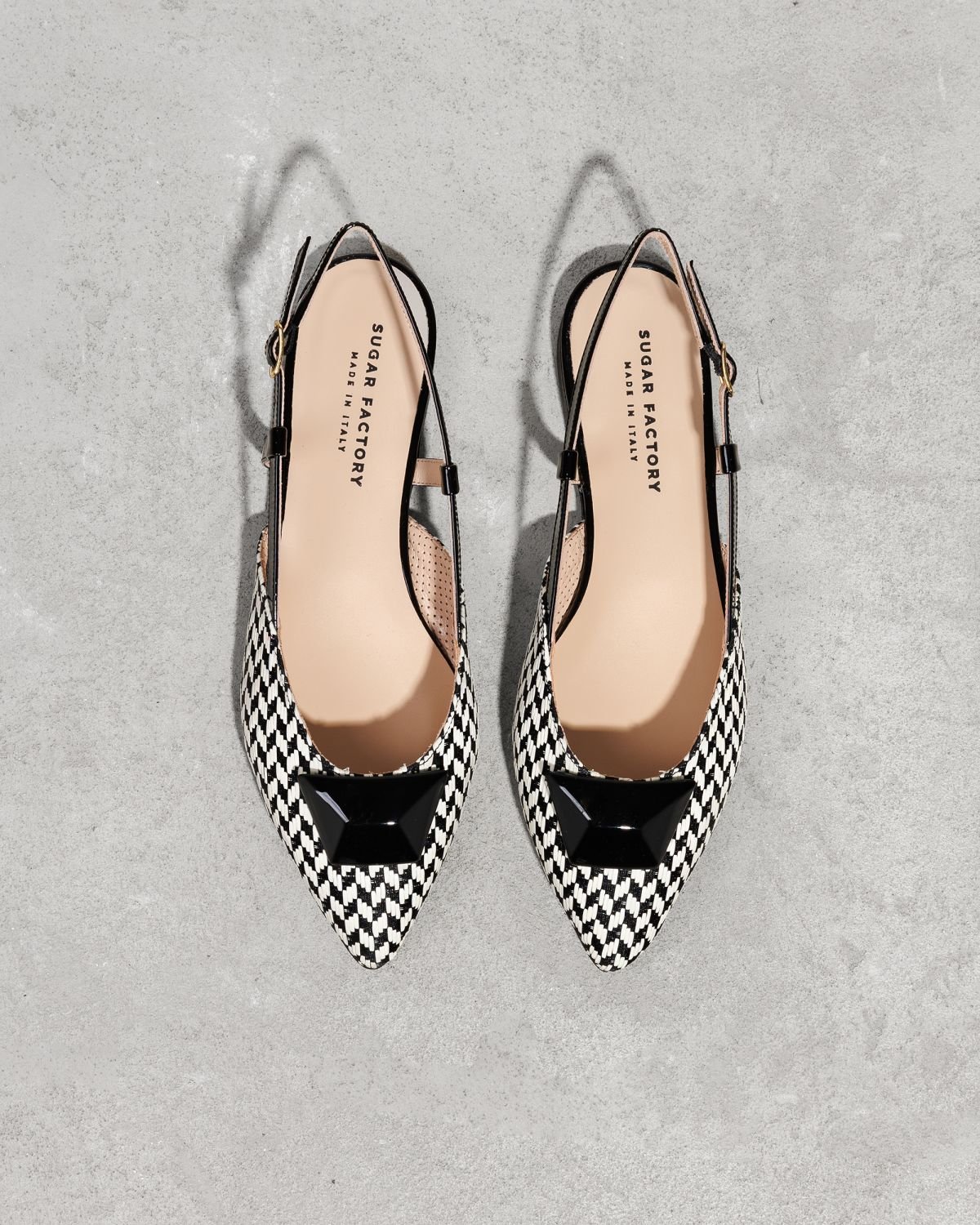 Черно-белые текстильные балетки - Image 2 of 6