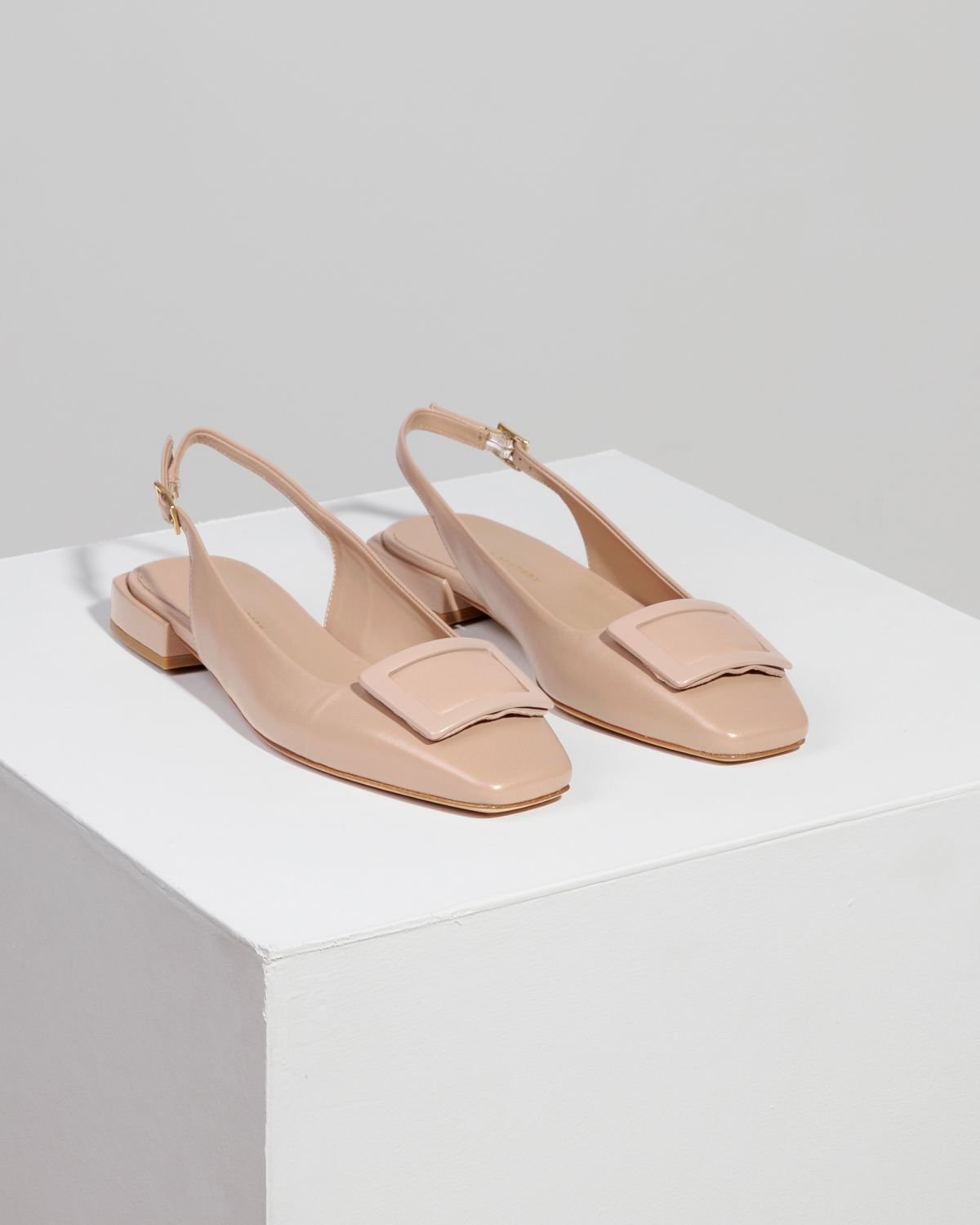 Бежево-розовые кожаные туфли - Image 3 of 7