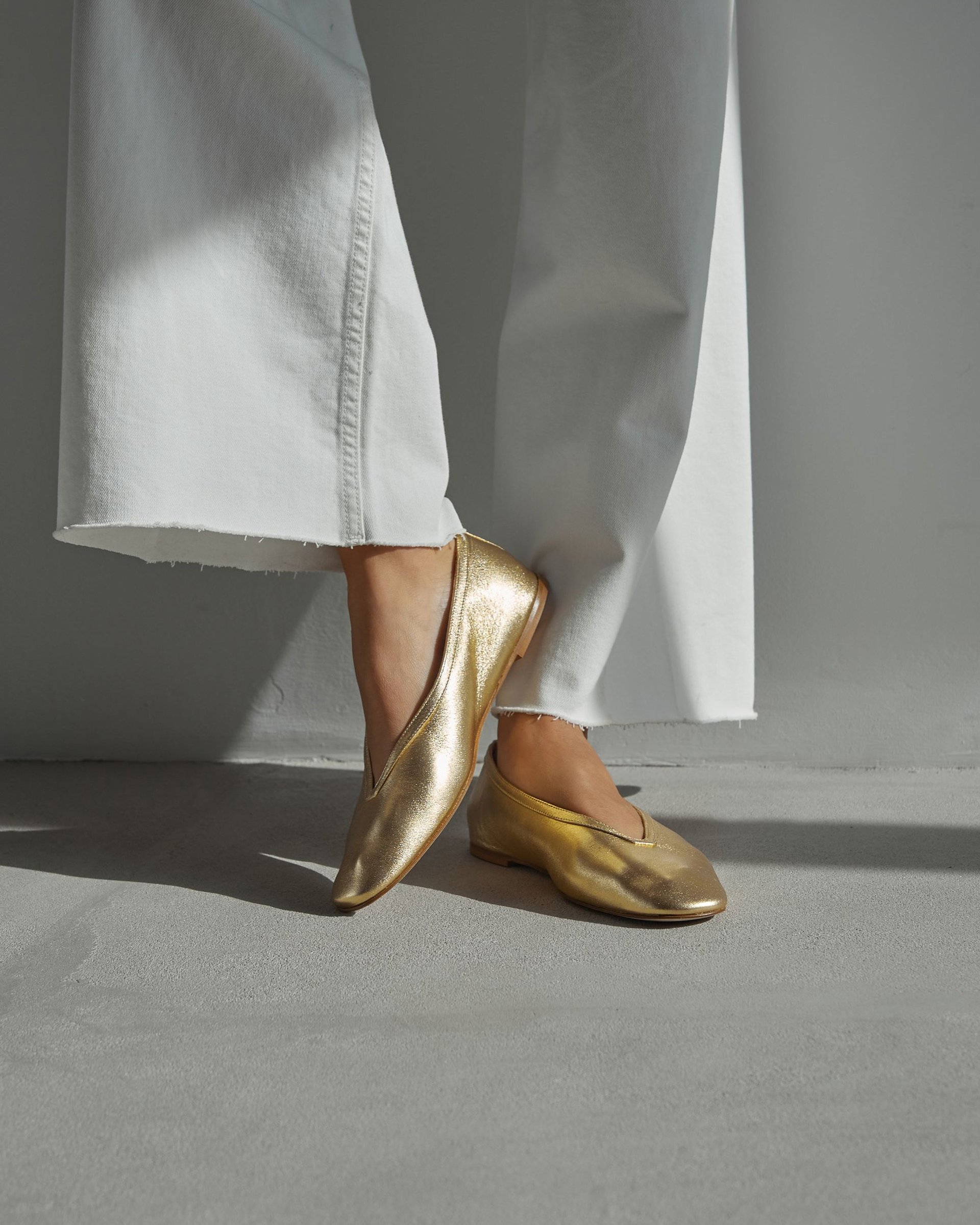 Золотые кожаные балетки - Image 6 of 6