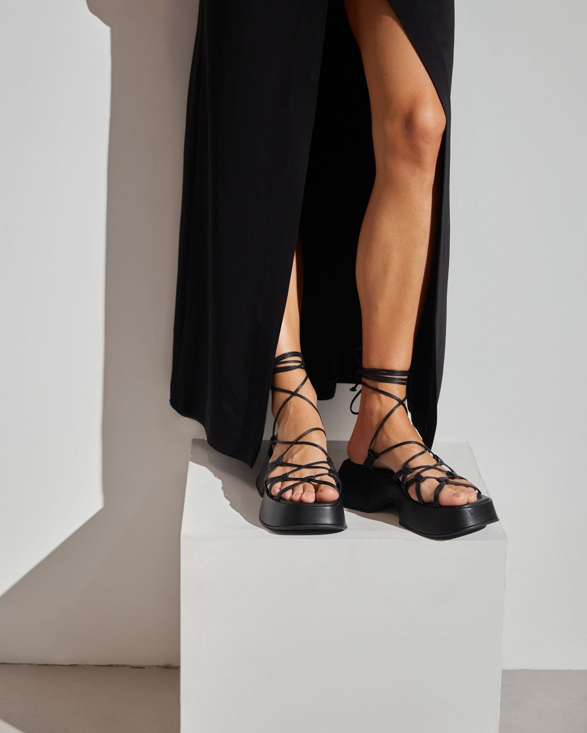 Черные кожаные босоножки - Image 4 of 5