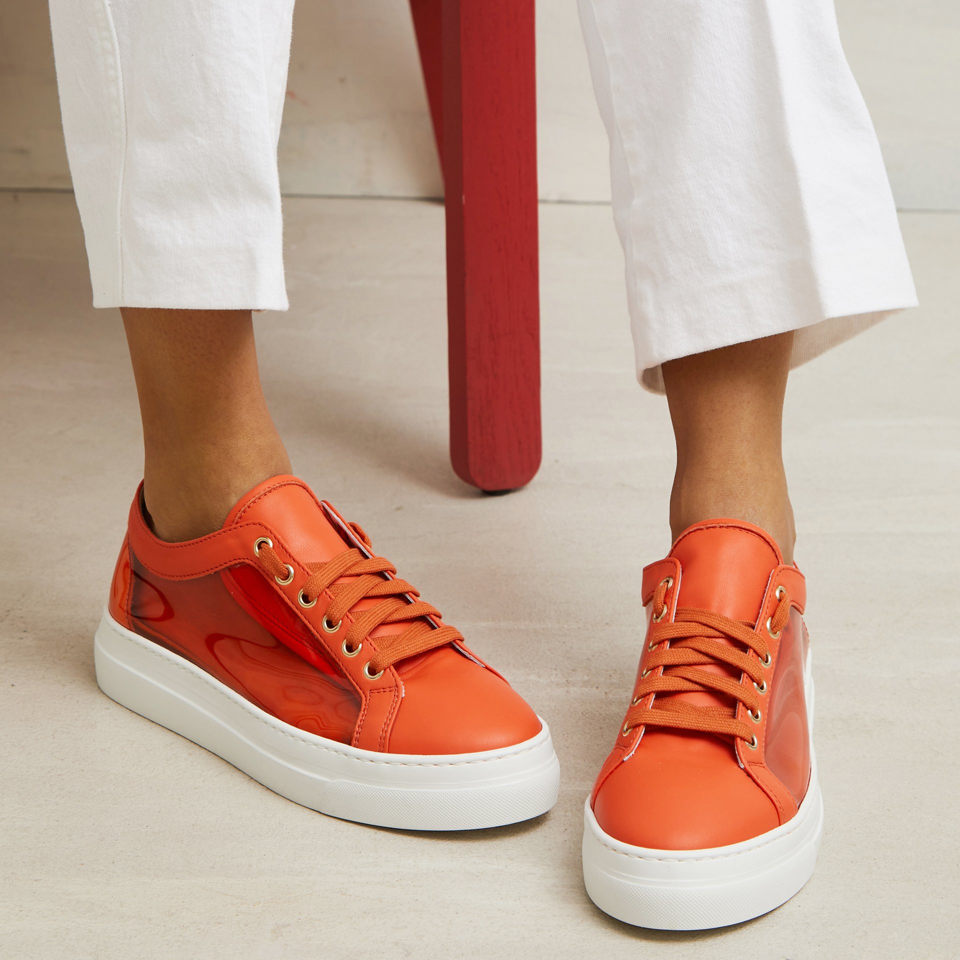 Оранжевые кожаные кеды - Image 4 of 5