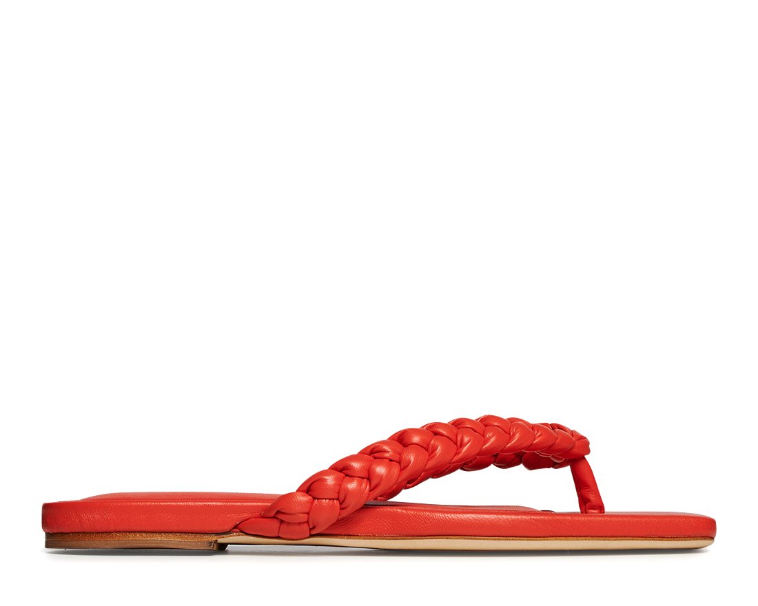 Коралловые кожаные шлепанцы - Main image