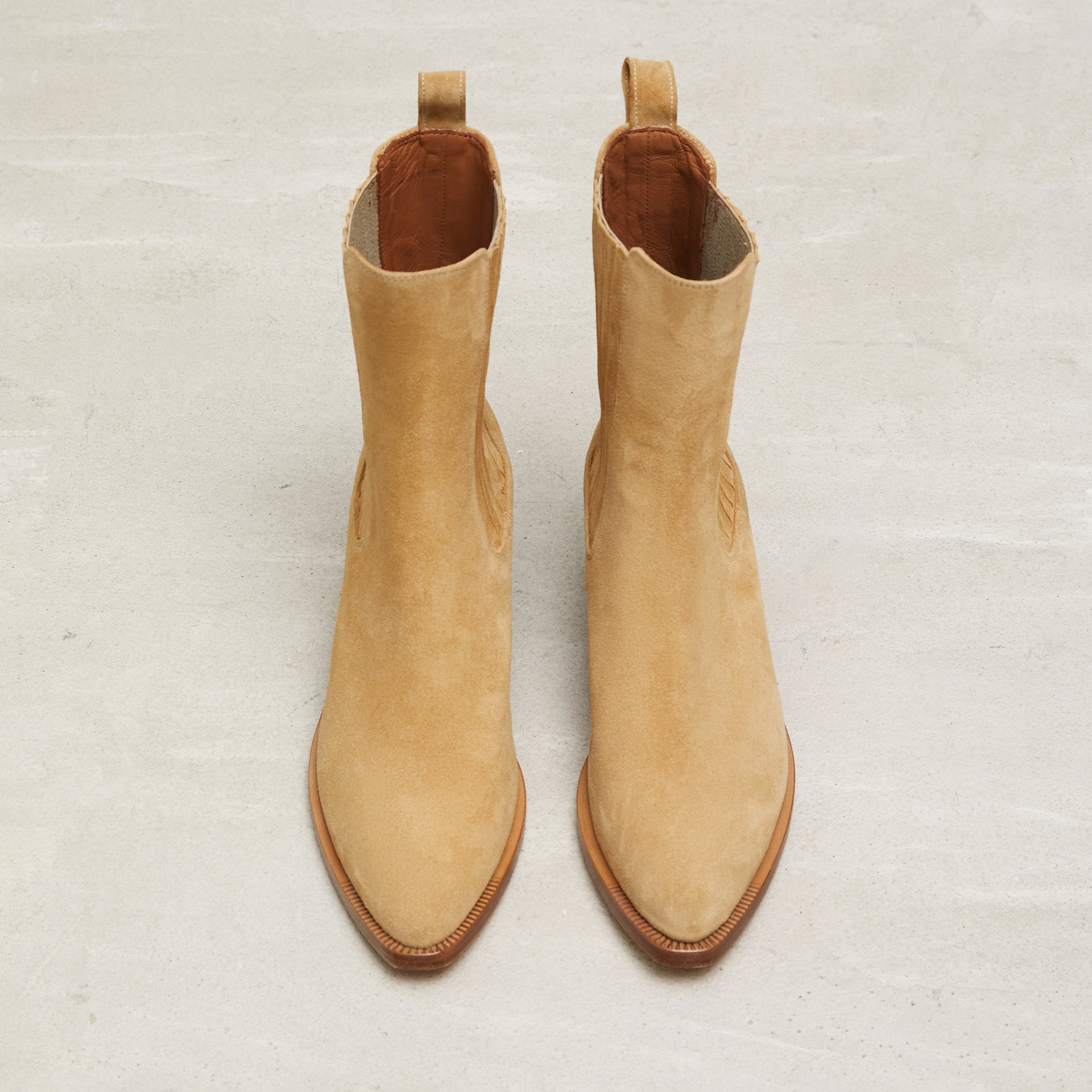 Бежево-желтые замшевые казаки - Image 2 of 5