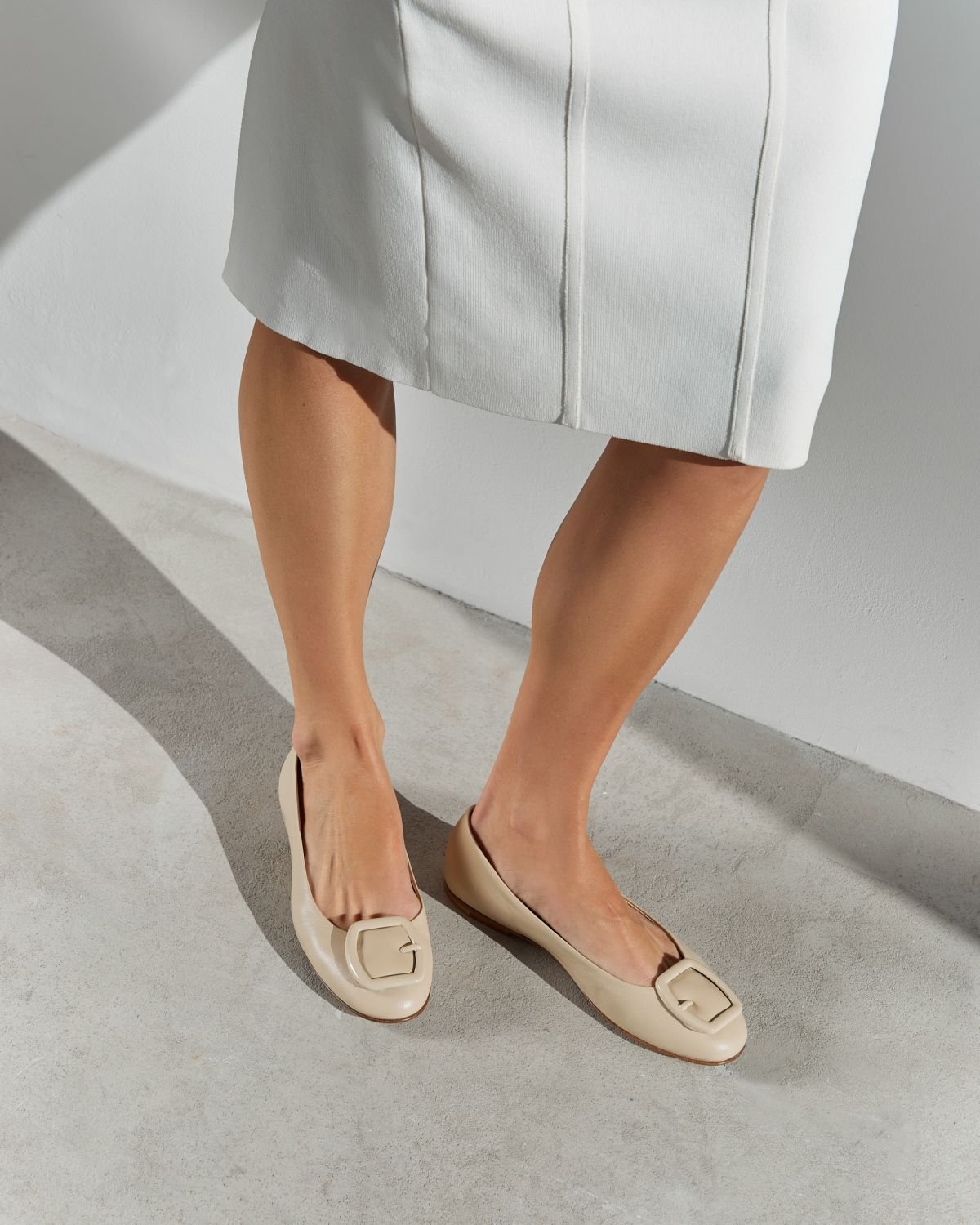 Бежевые кожаные балетки - Image 7 of 7