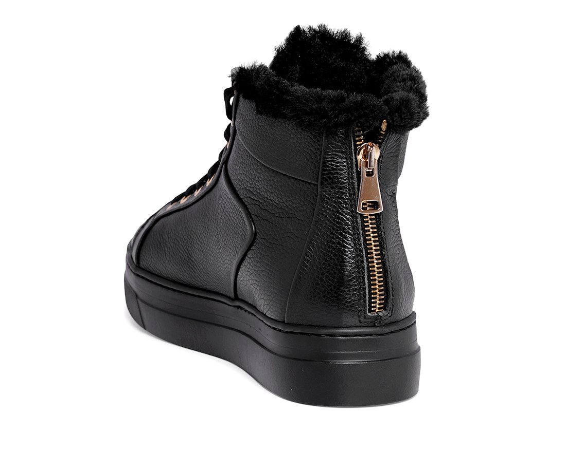 Зимние черные кожаные кеды - Image 3 of 4