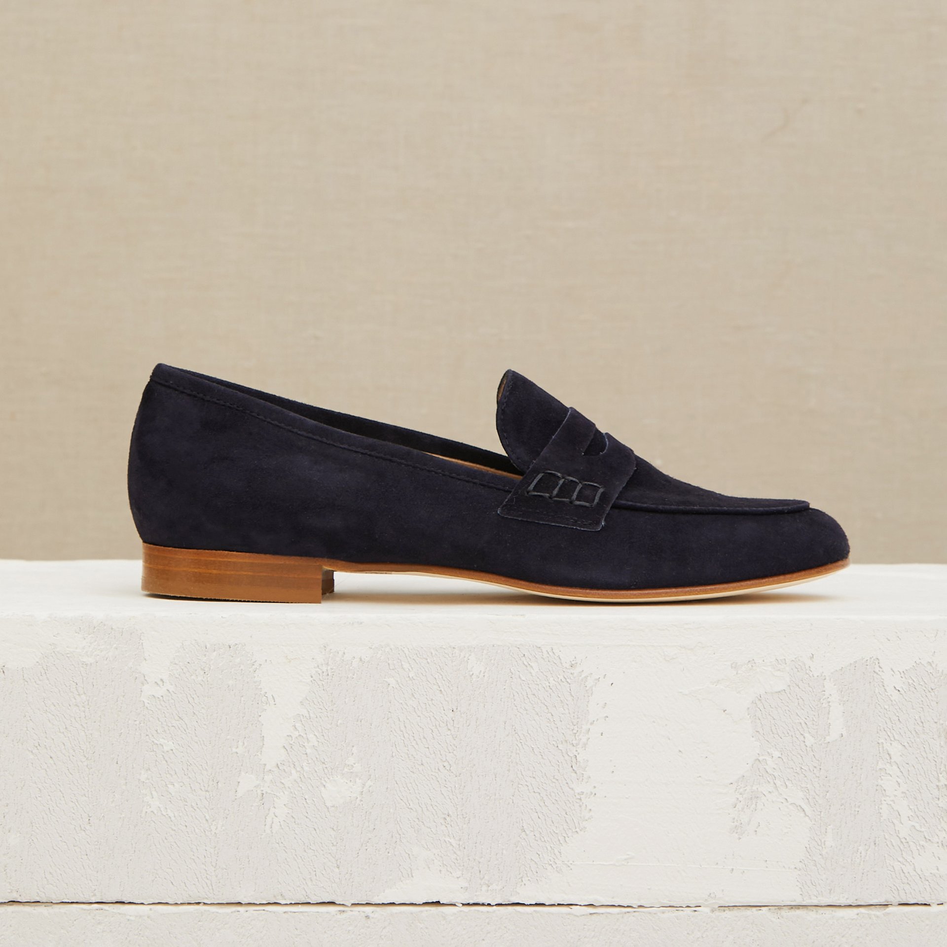 Темно-синие замшевые лоферы - Main image