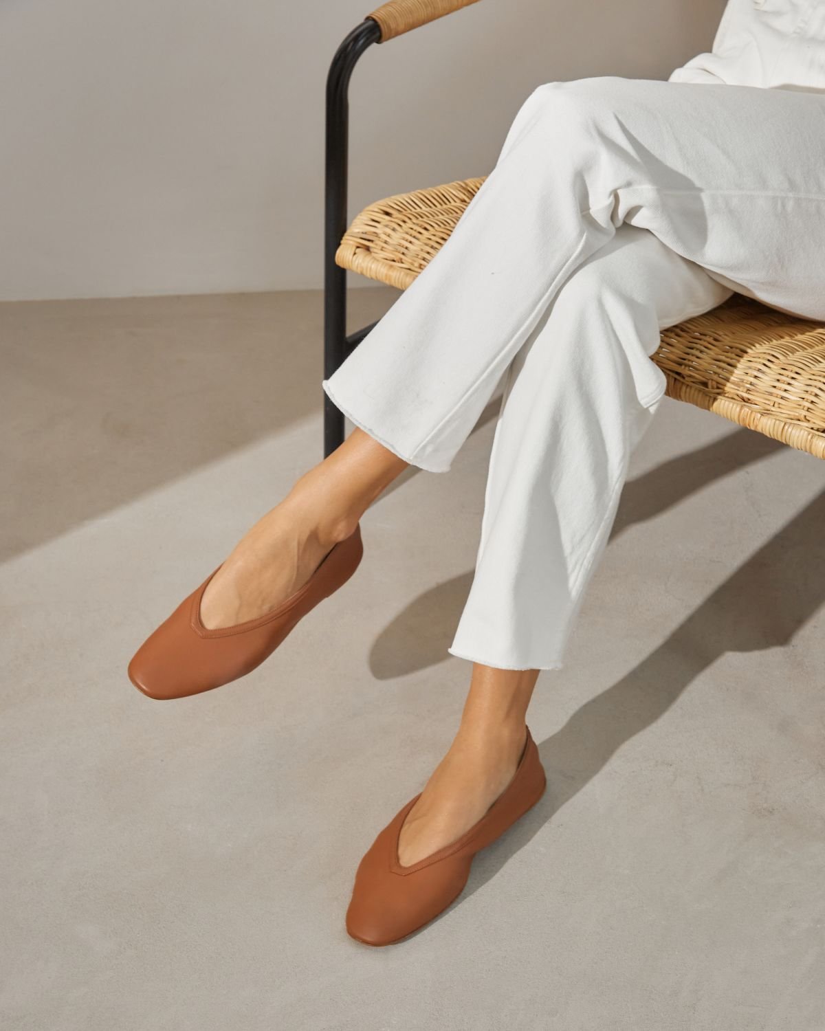 Темно-оранжевые кожаные балетки - Image 2 of 3