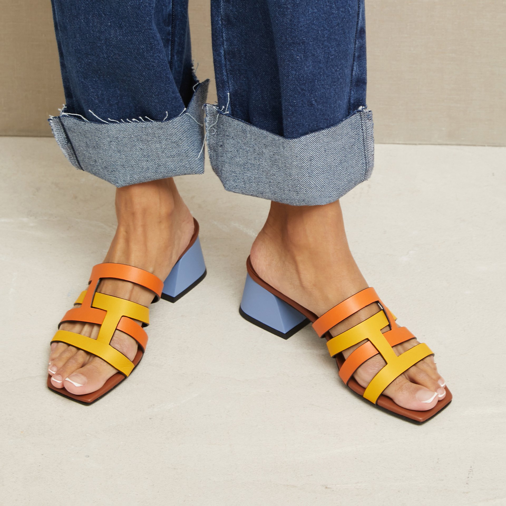 Оранжевые кожаные мюли - Main image