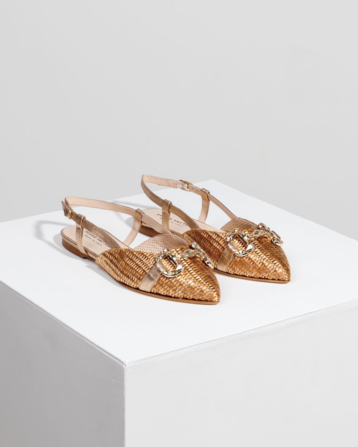 Золотые текстильные балетки - Image 3 of 4