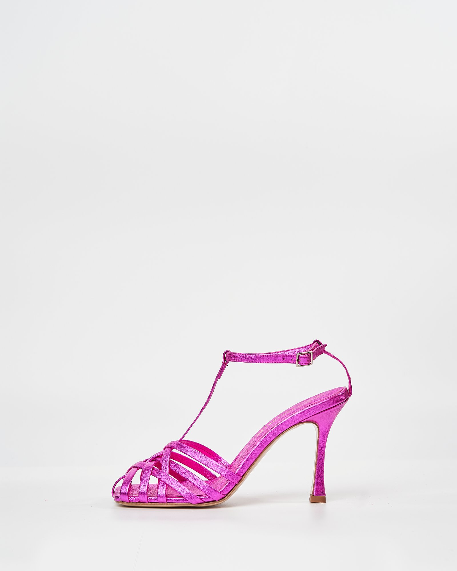 Блестящие розовые кожаные босоножки - Image 3 of 6