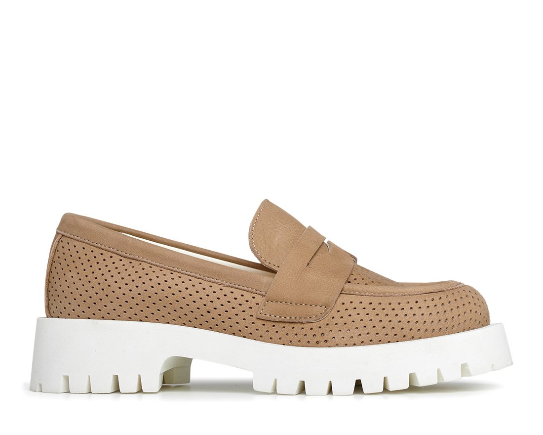 Бежевые лоферы из нубука - Main image