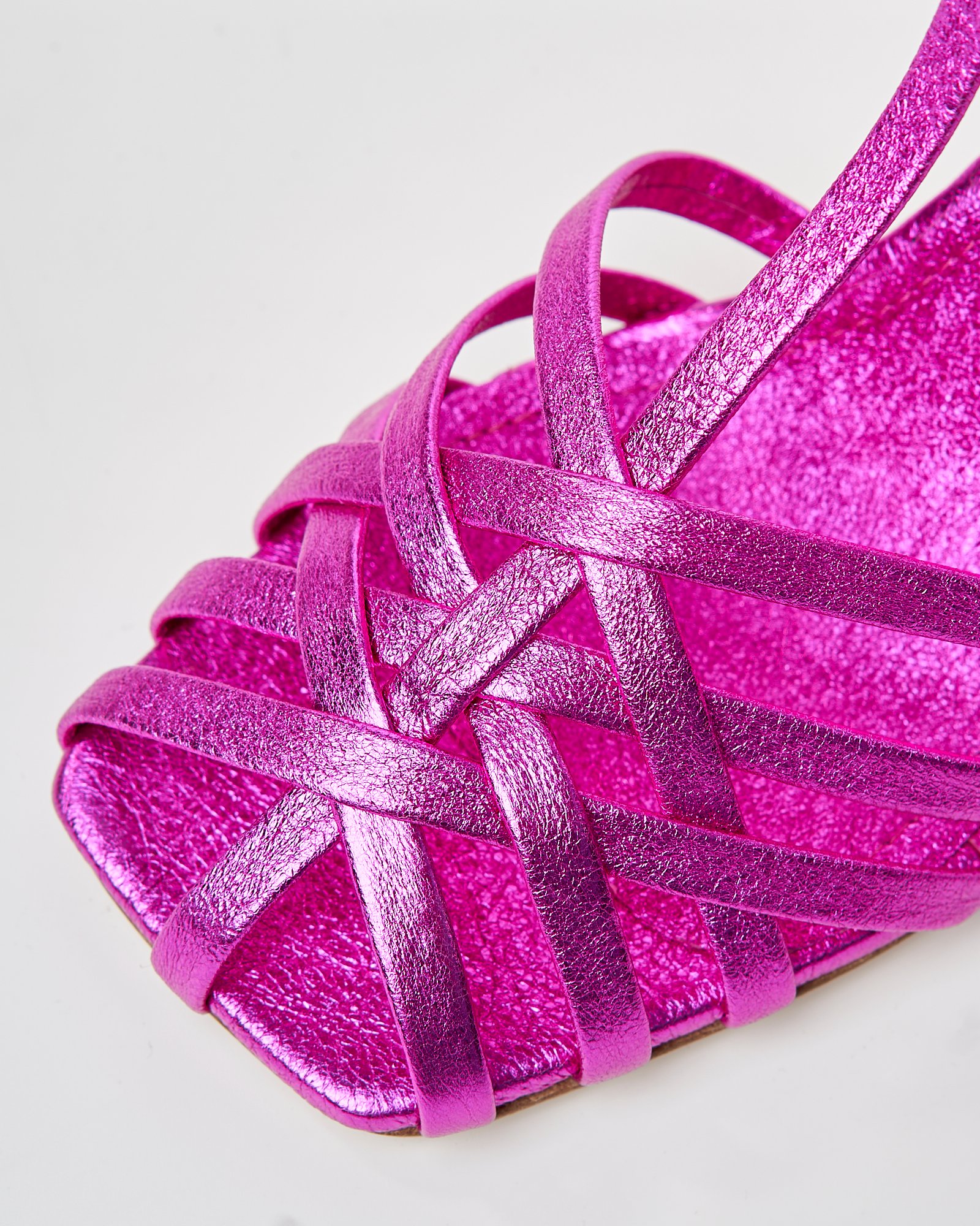 Блестящие розовые кожаные босоножки - Image 5 of 6