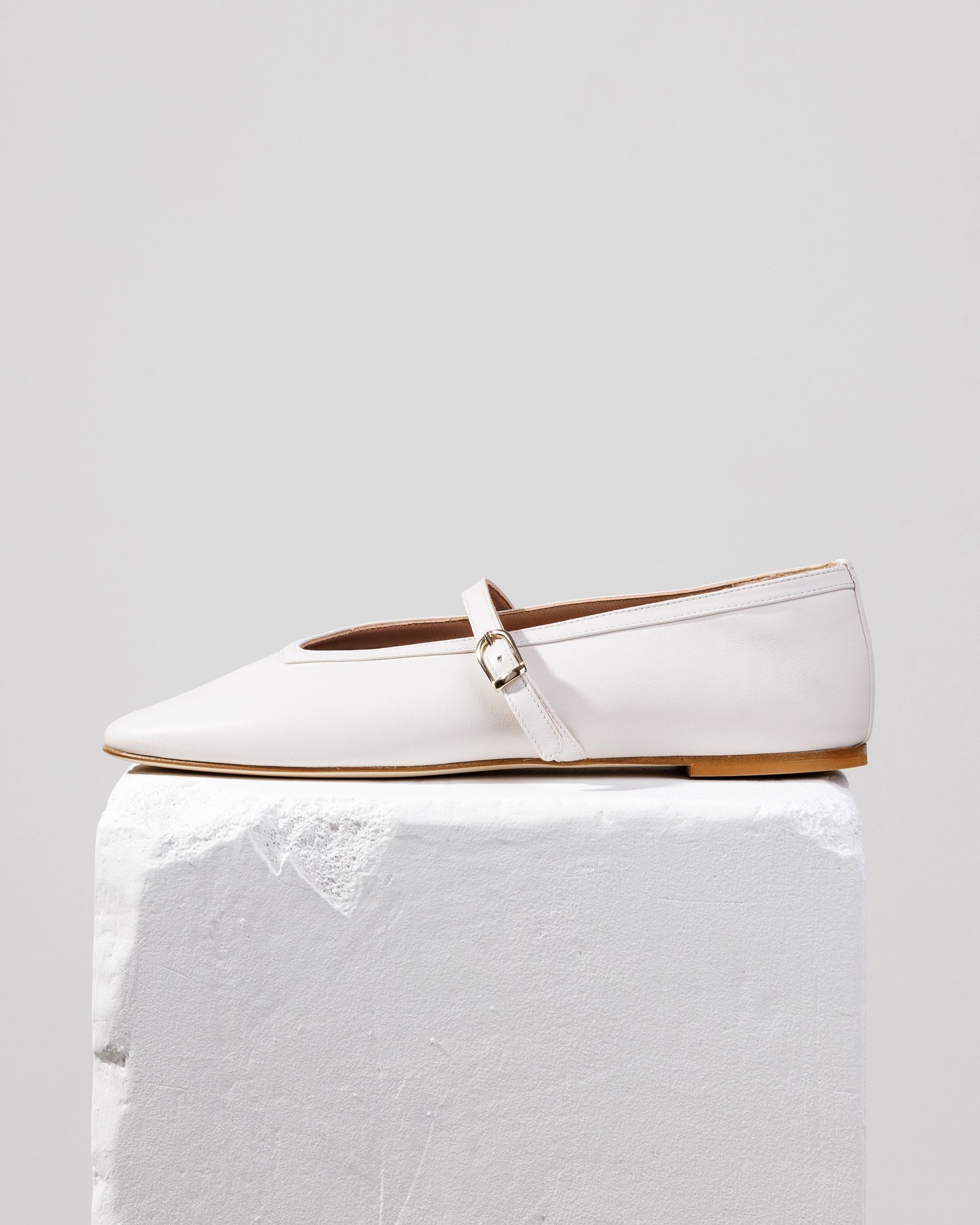 Белые кожаные балетки - Main image