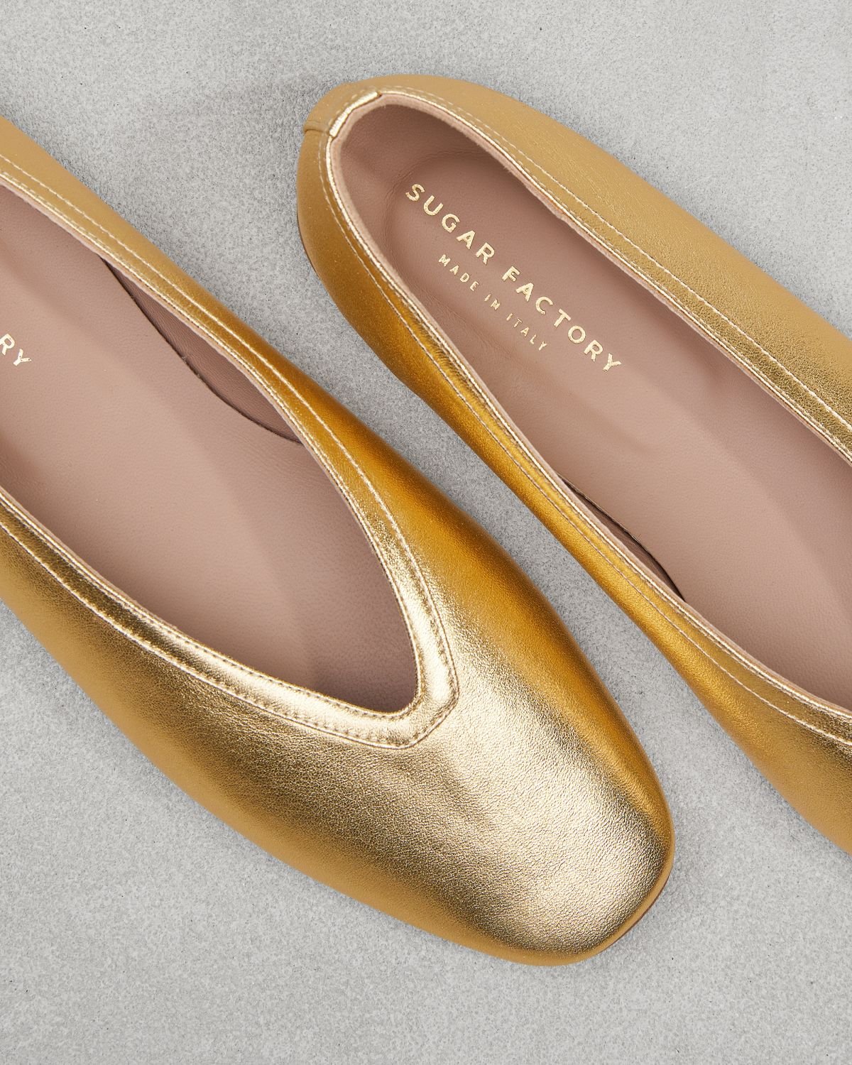 Золотые кожаные балетки - Image 4 of 6