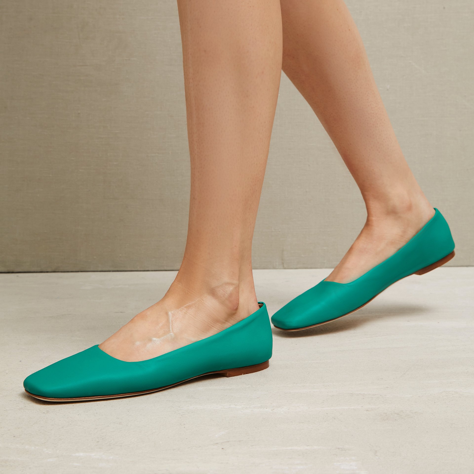 Бирюзовые кожаные балетки - Image 4 of 5