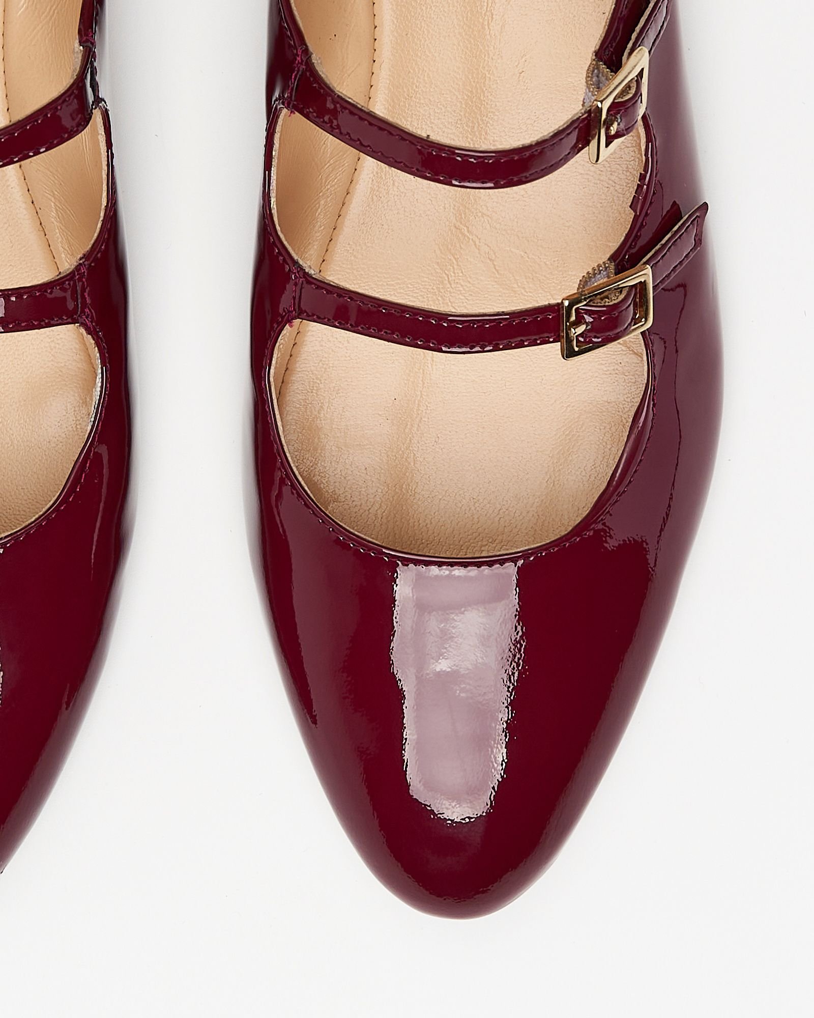 Бордовые кожаные балетки - Main image