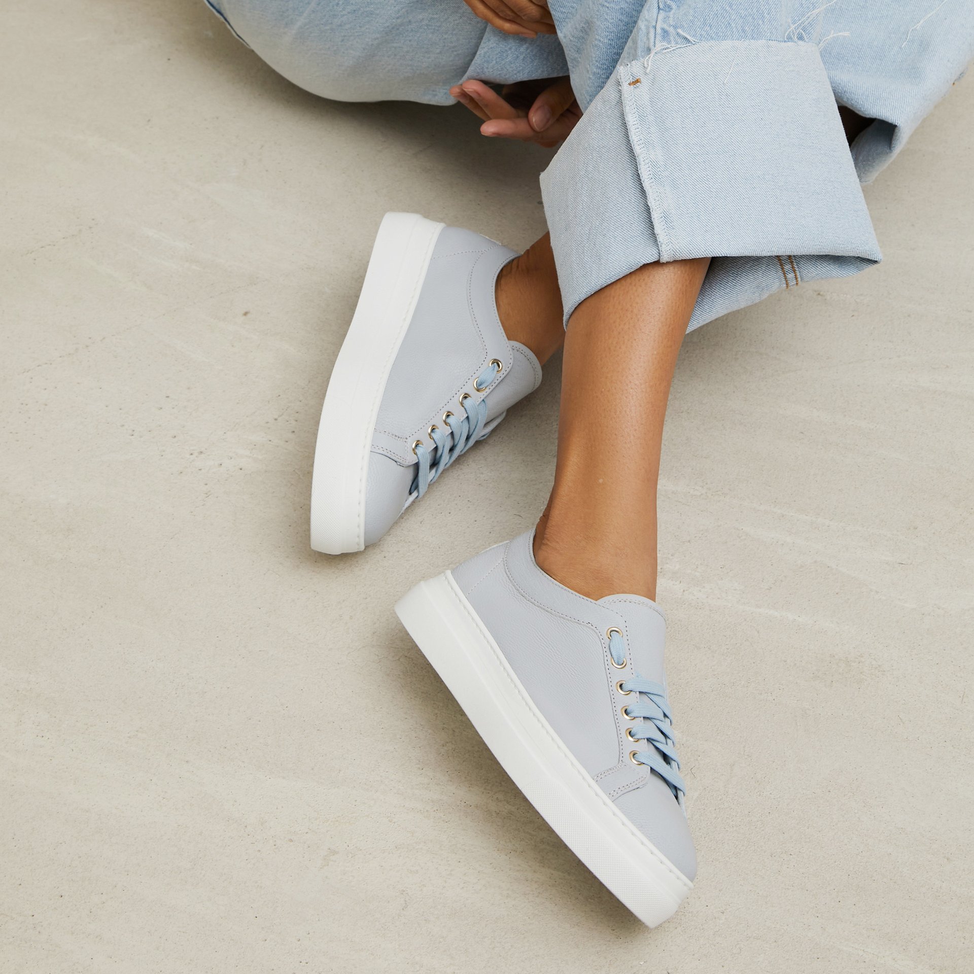 Серо-голубые кожаные кеды - Image 3 of 4