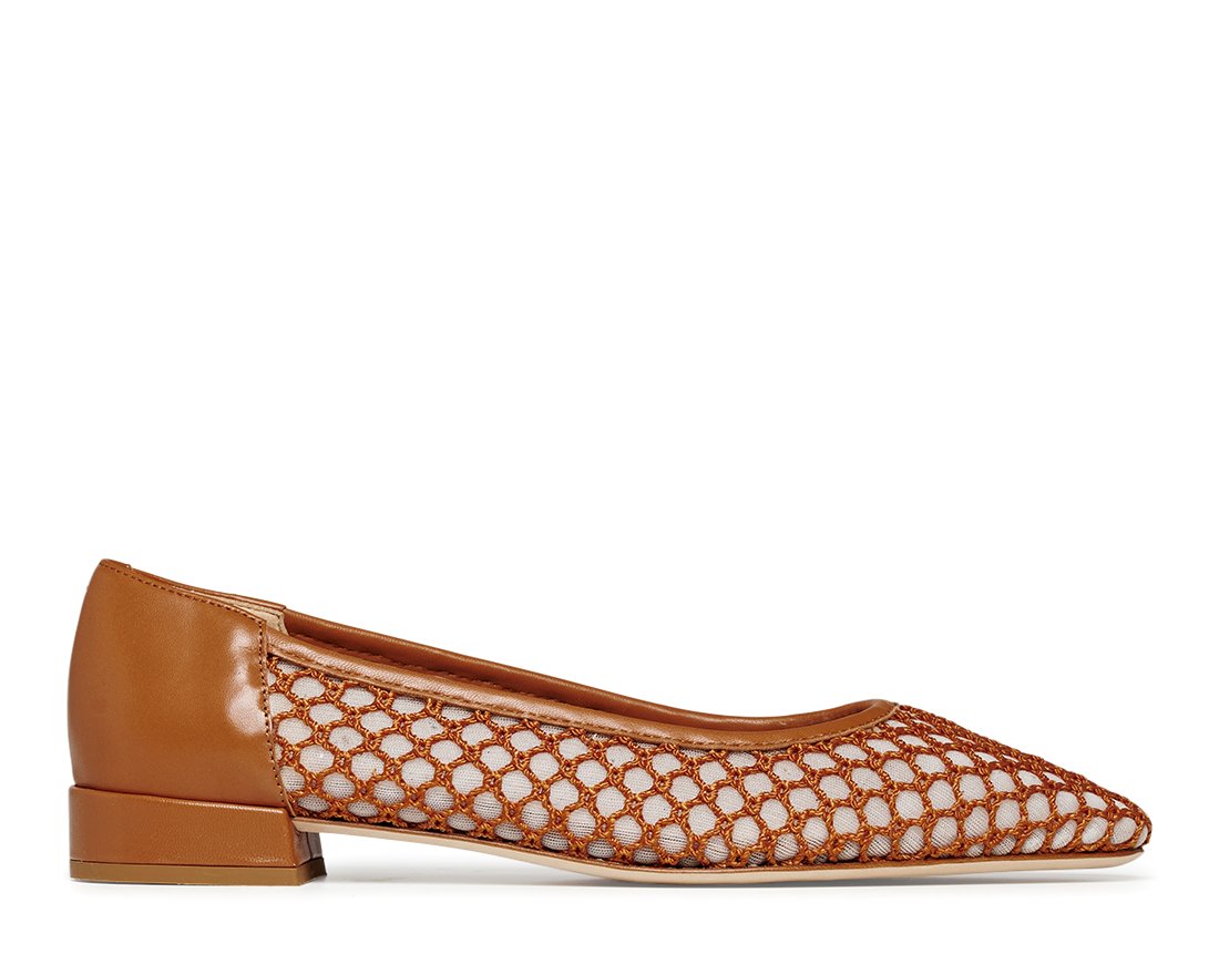 Коричневые текстильные балетки - Main image