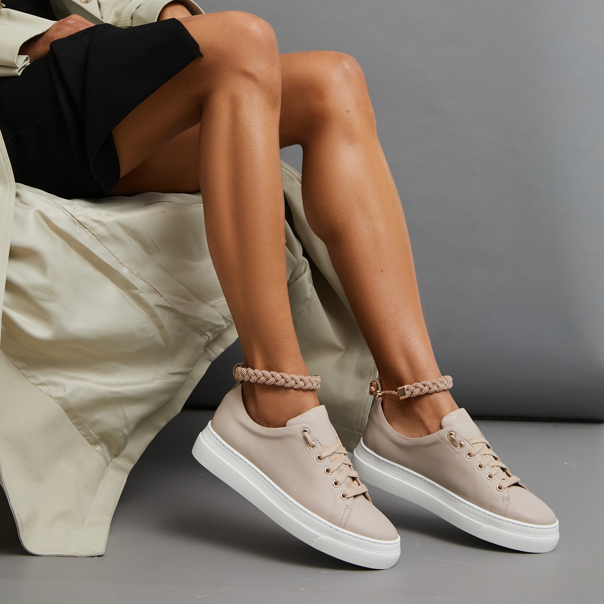 Серо-розовые кожаные кеды - Image 5 of 5