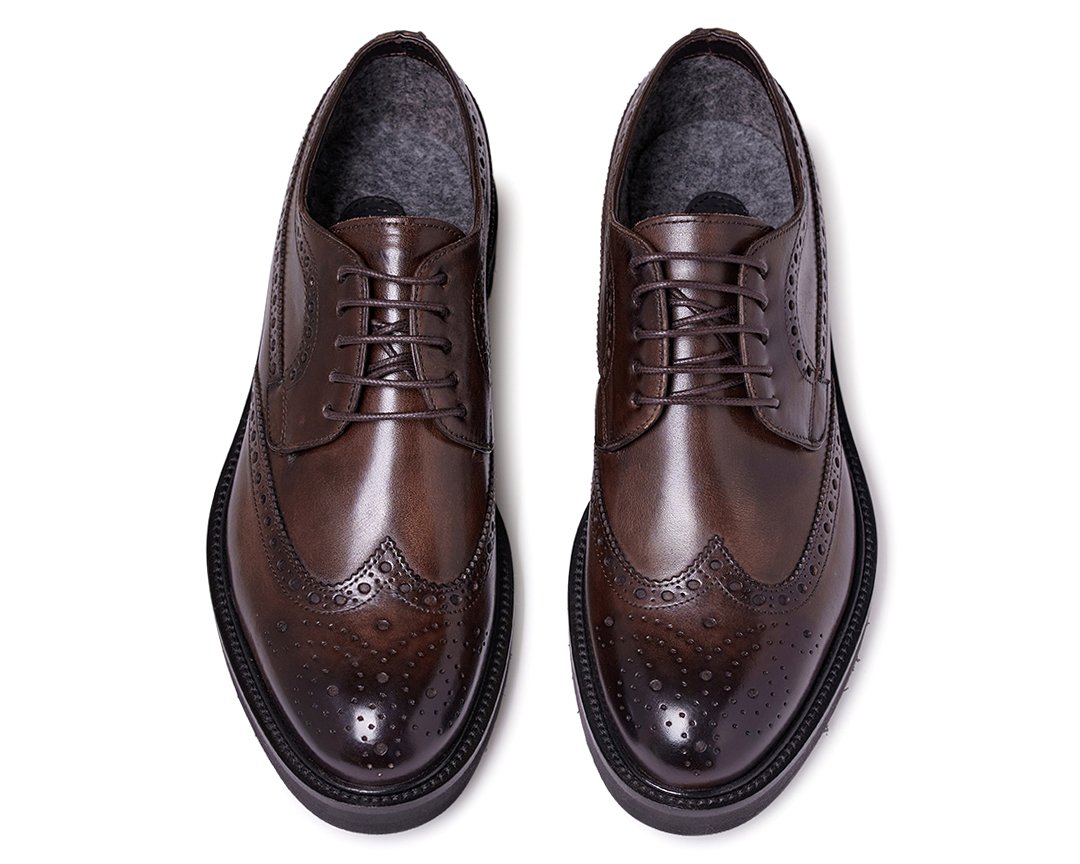 Мужские утепленные коричневые кожаные  дерби - Image 3 of 4