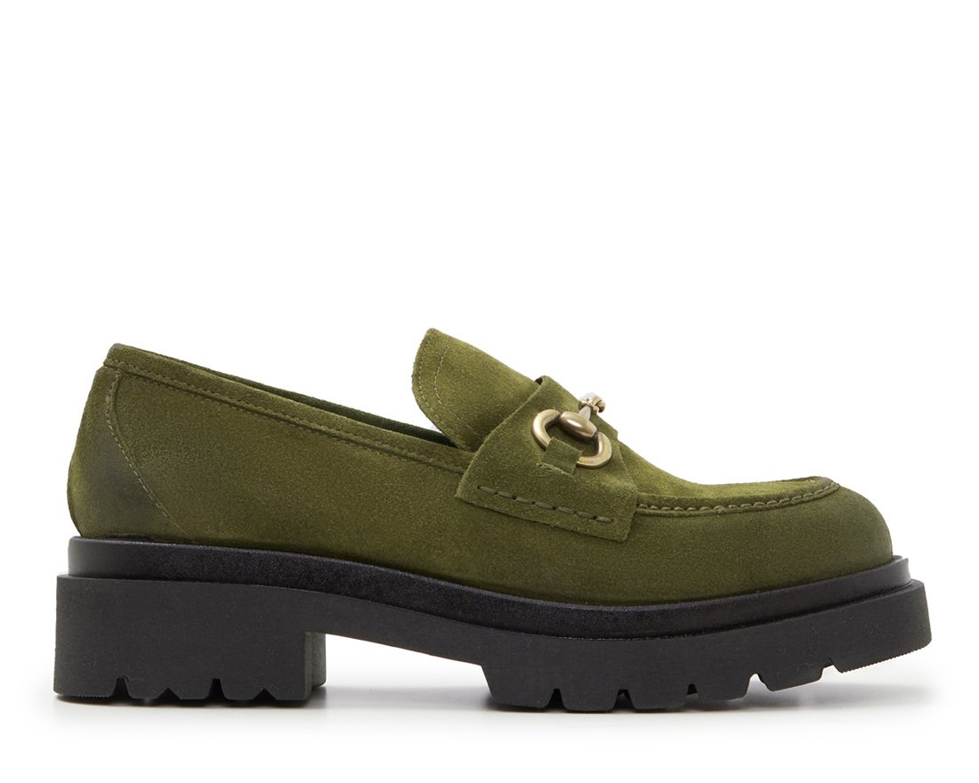 Оливковые замшевые лоферы - Main image