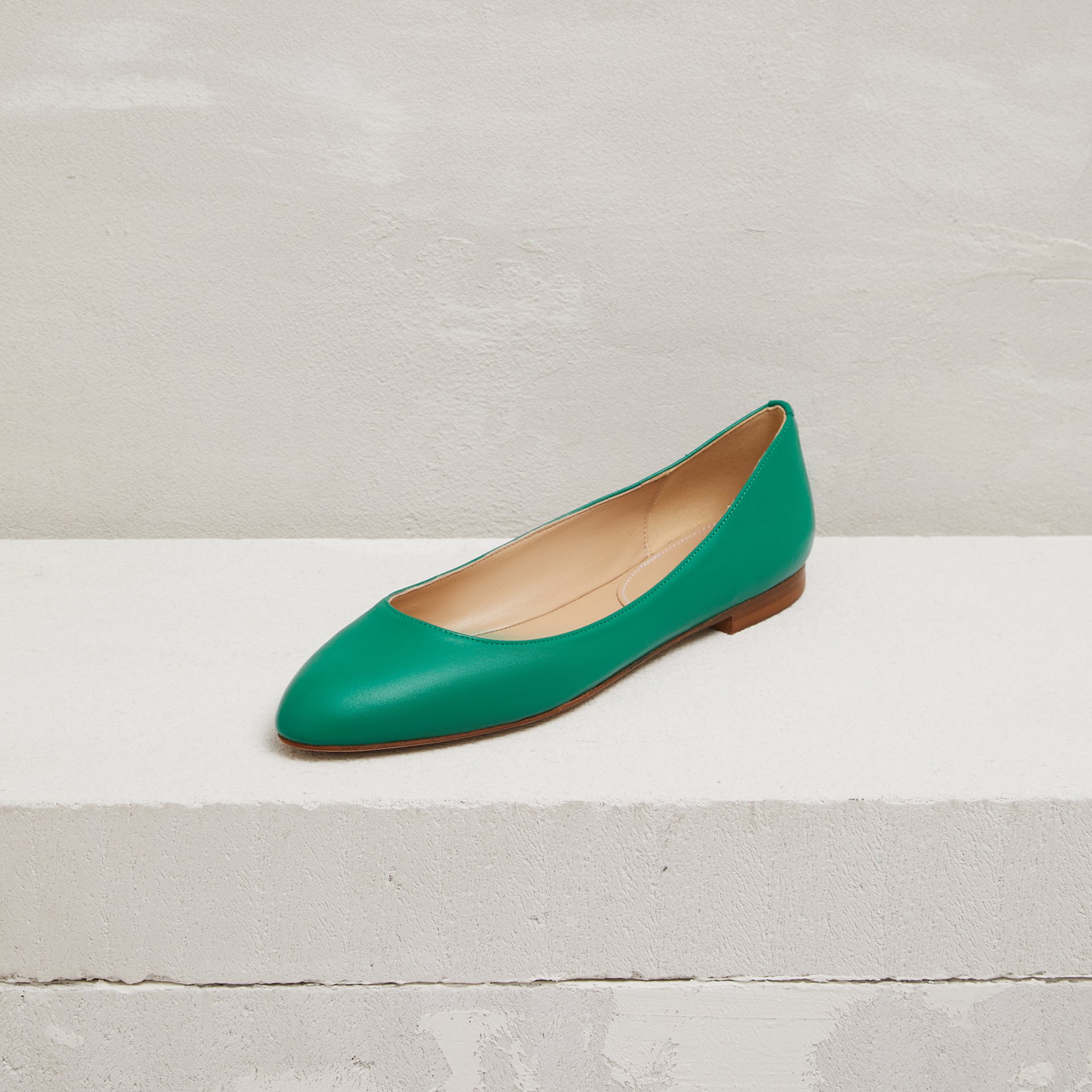 Бирюзовые кожаные балетки - Main image