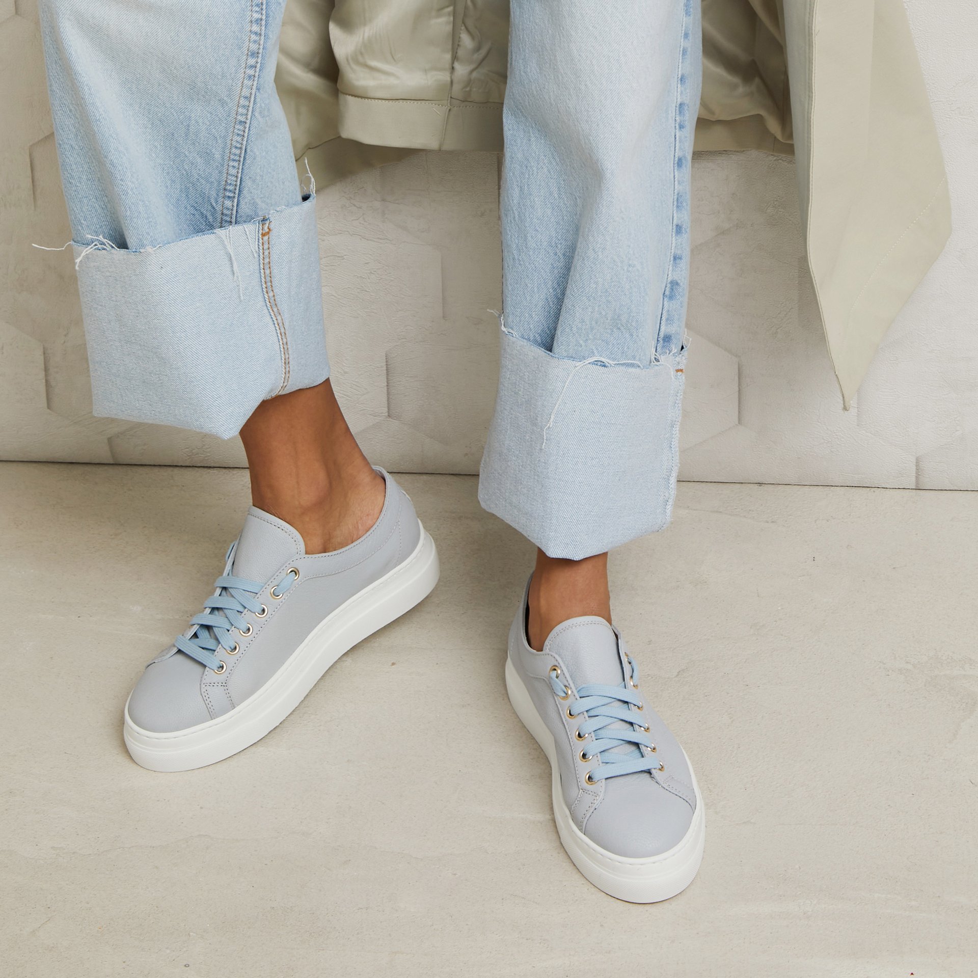 Серо-голубые кожаные кеды - Image 4 of 4