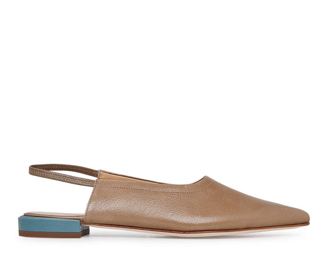 Темно-бежевые кожаные балетки - Main image