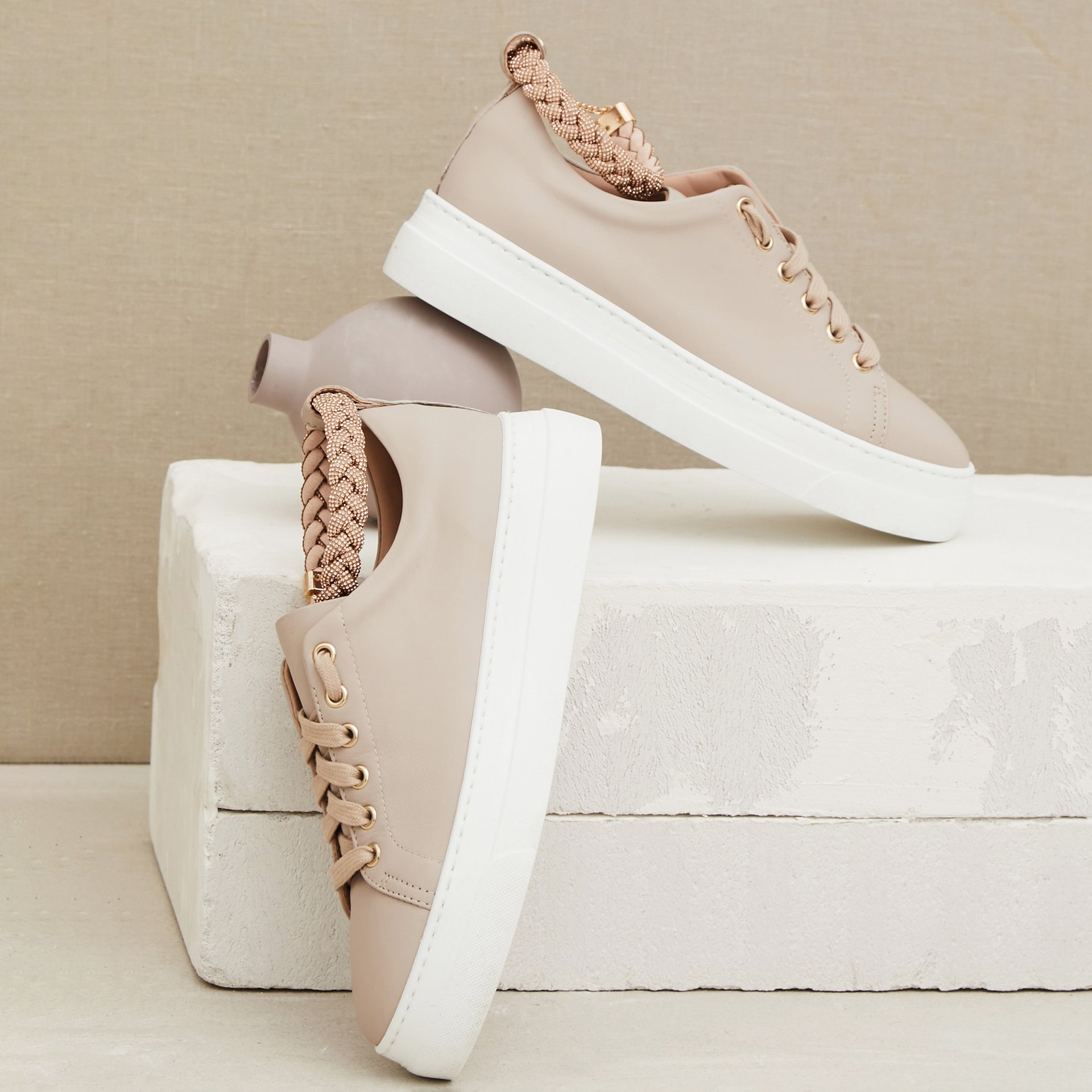 Серо-розовые кожаные кеды - Image 2 of 5