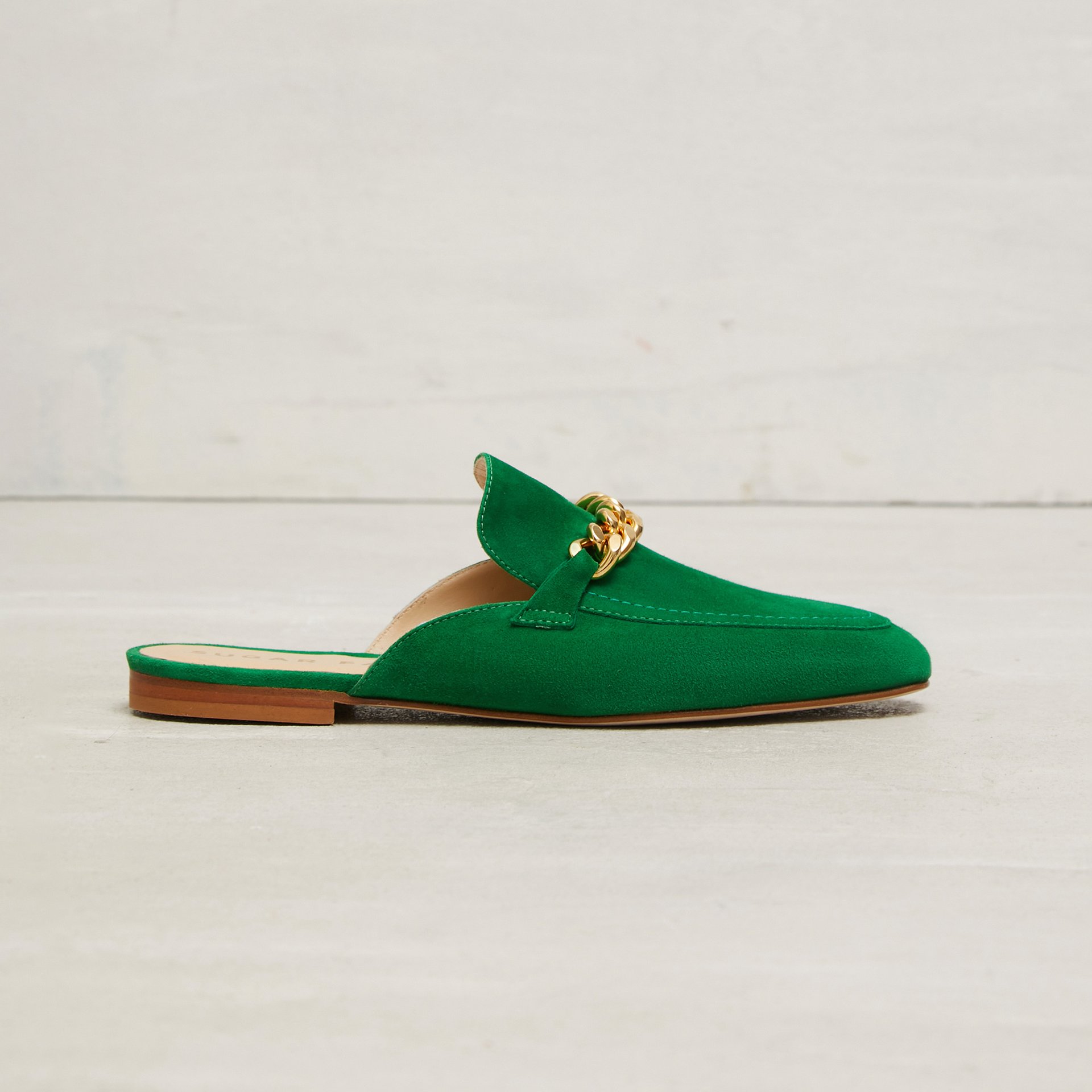 Зеленые замшевые слиперы
