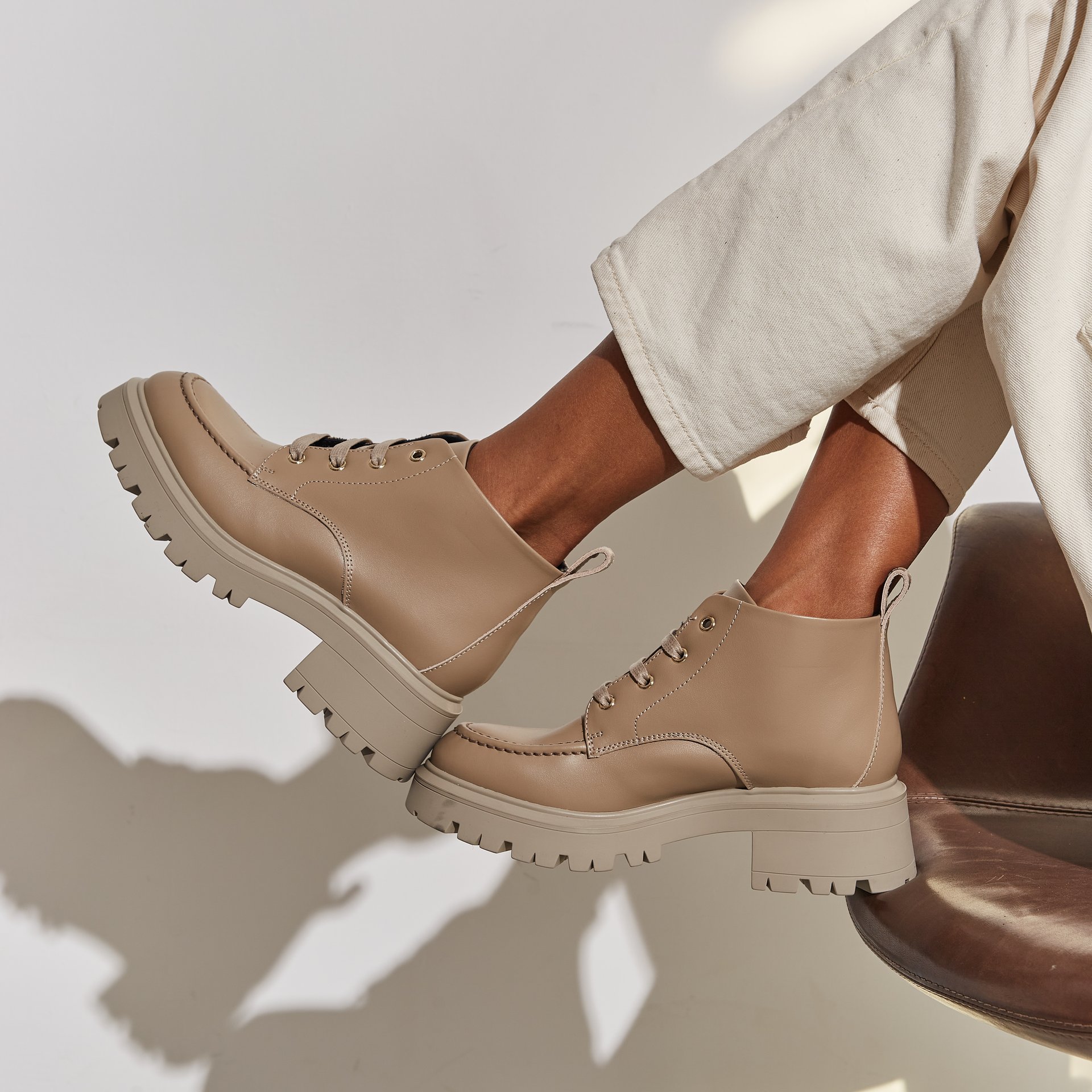 Бежевые кожаные ботинки - Image 5 of 5