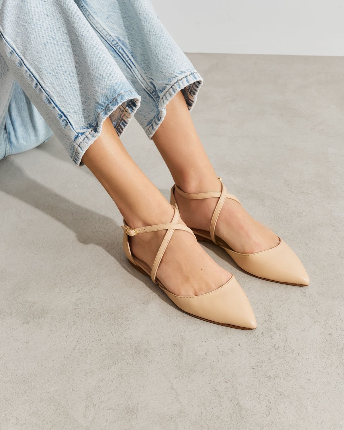 Светло-бежевые кожаные балетки - Image 6 of 6