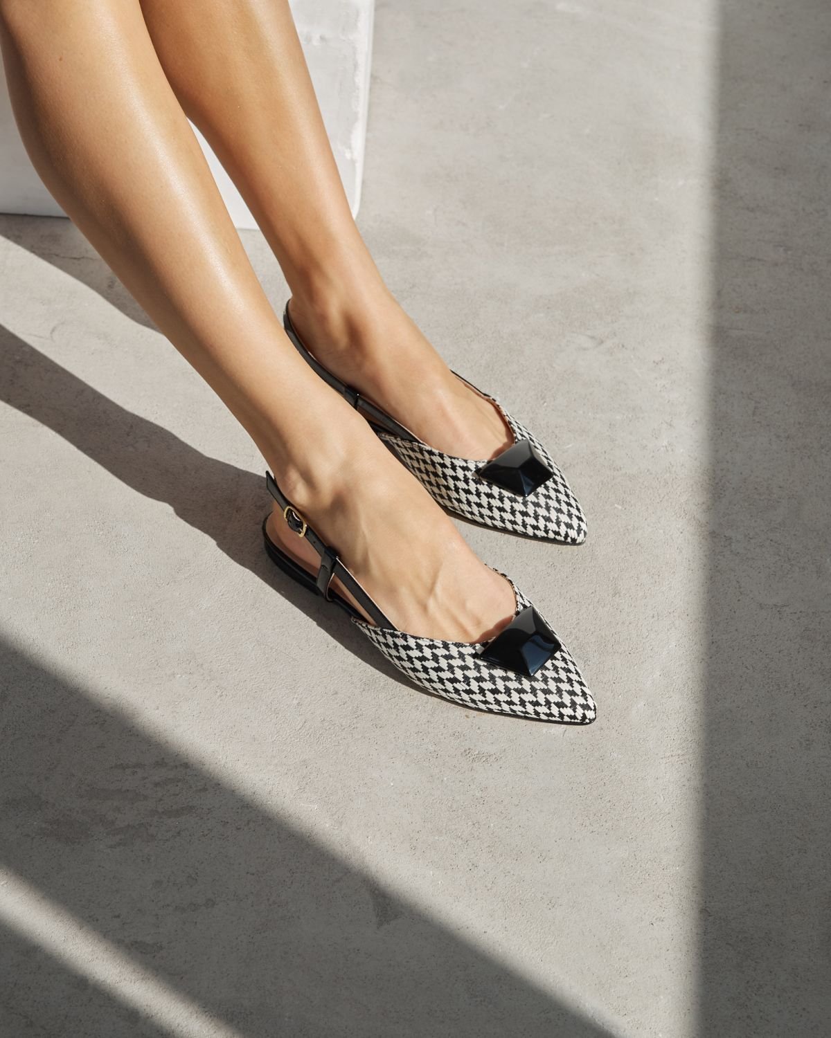 Черно-белые текстильные балетки - Image 5 of 6