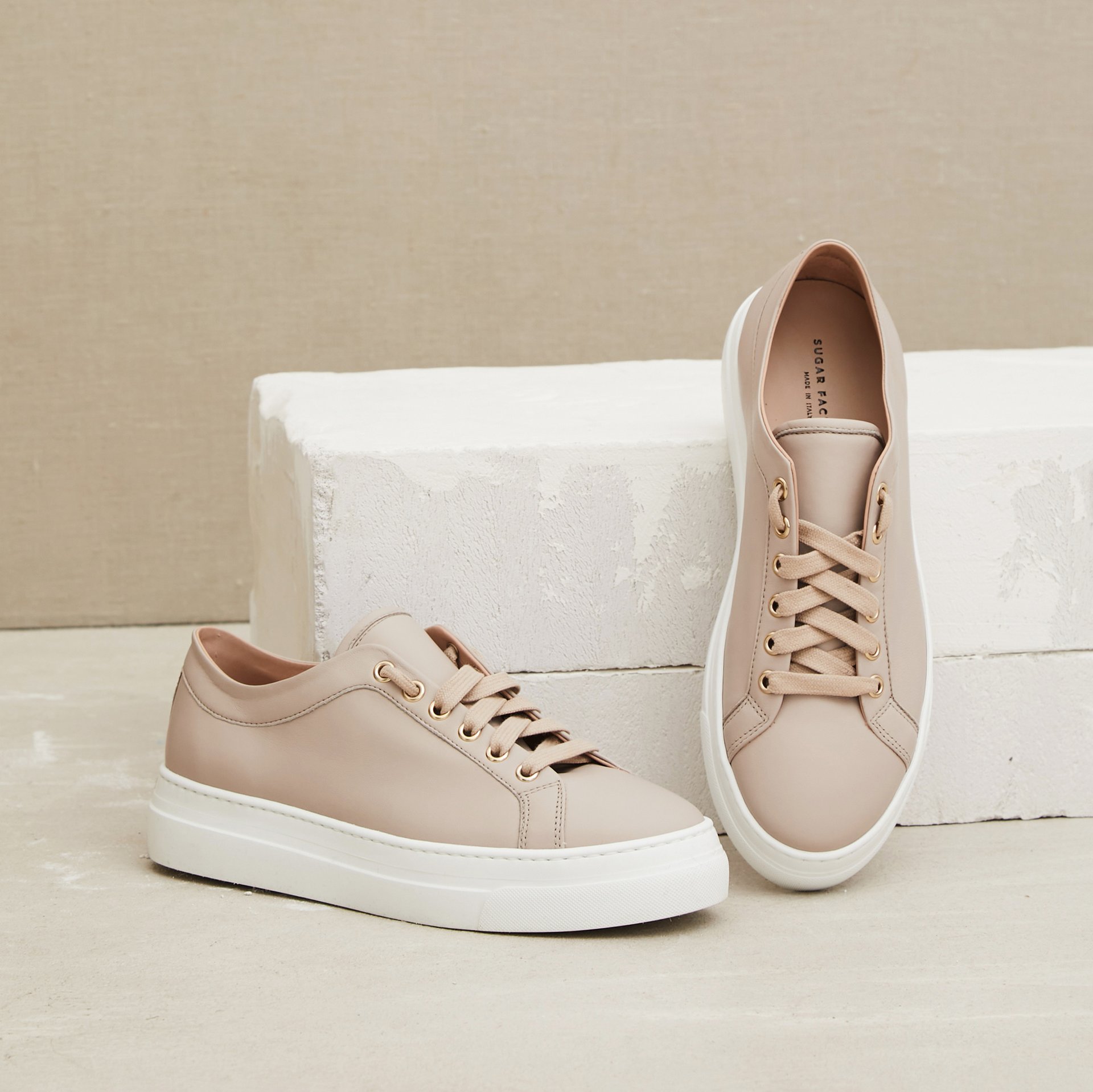 Серо-розовые кожаные кеды - Image 2 of 5