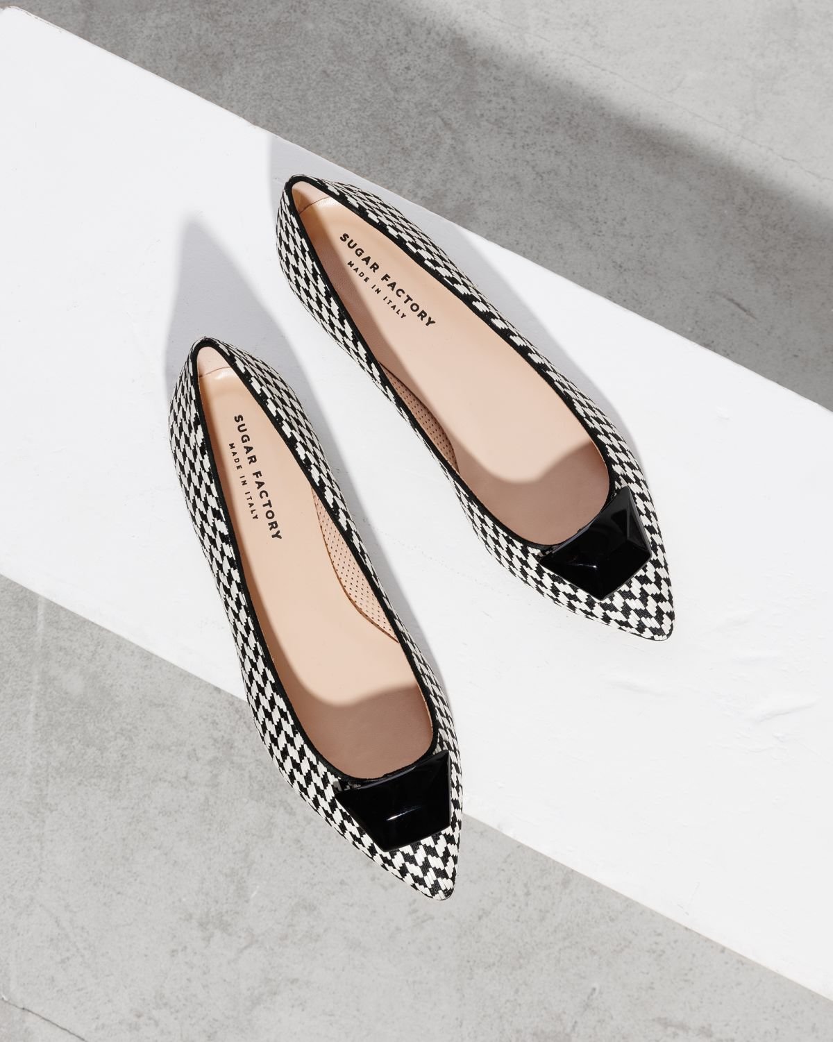 Черно-белые текстильные балетки - Image 2 of 4