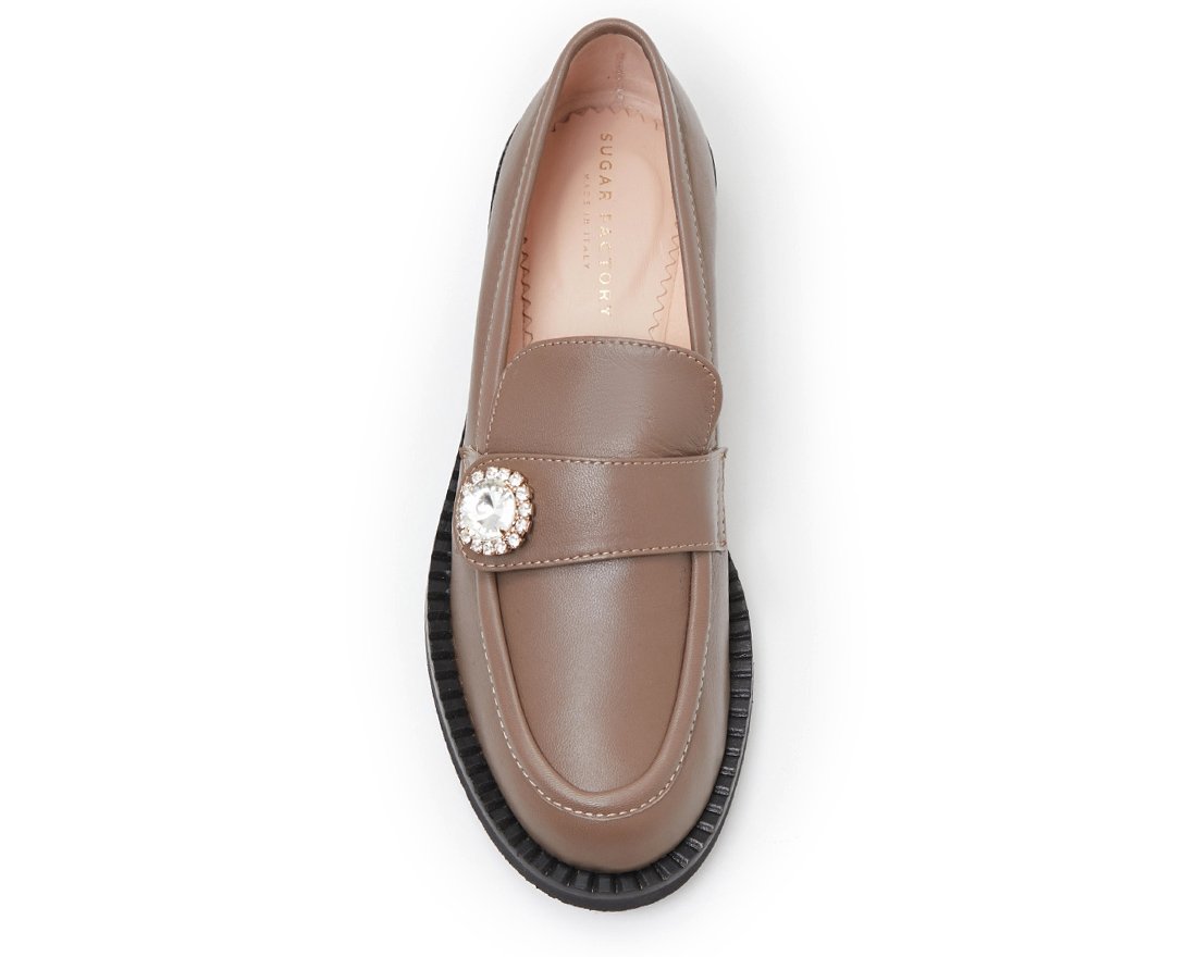 Коричнево-бежевые кожаные лоферы - Image 4 of 5