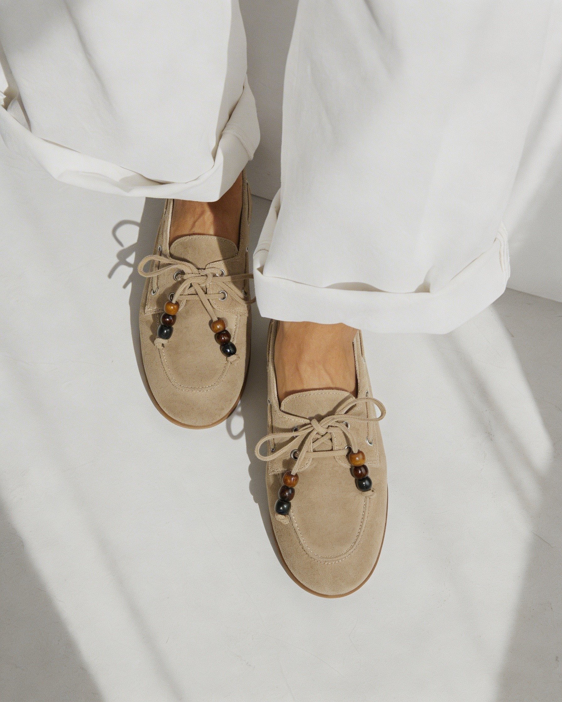 Бежевые замшевые мокасины с декоративными бусинами - Image 5 of 5