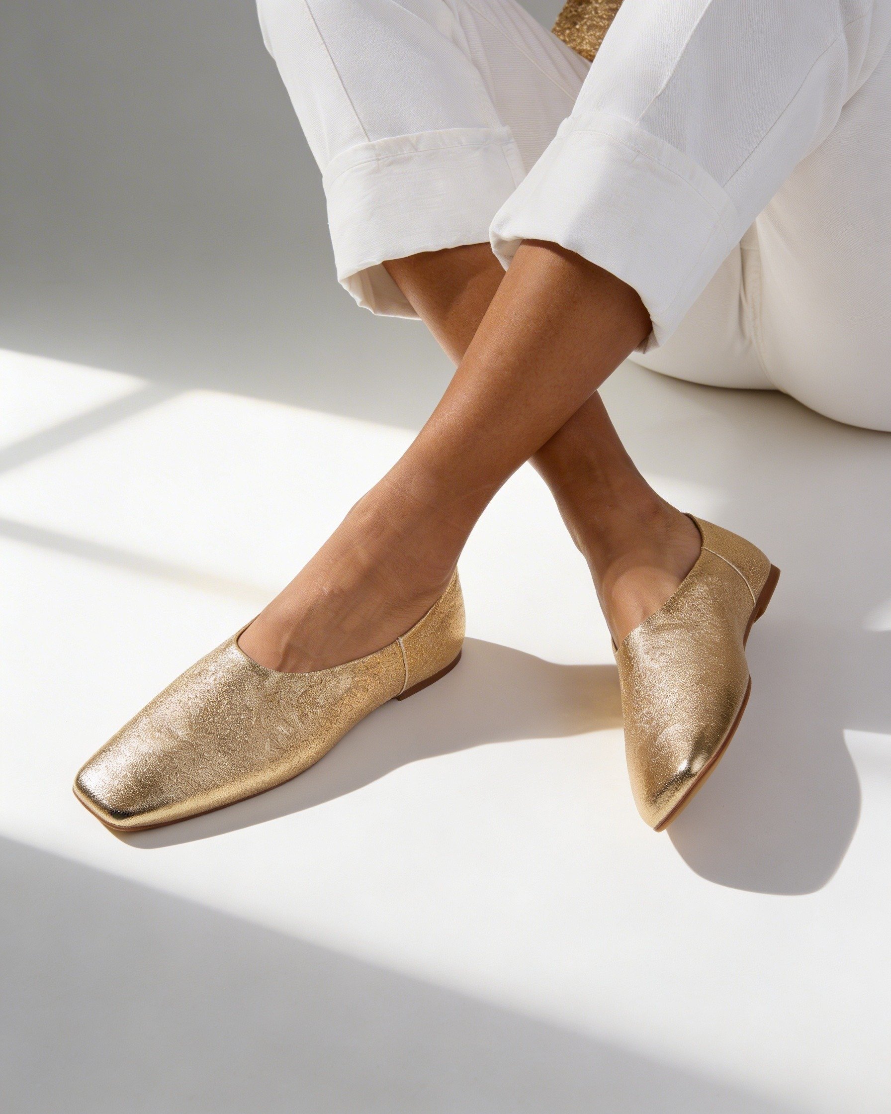Золотые балетки из натуральной кожи - Image 2 of 5