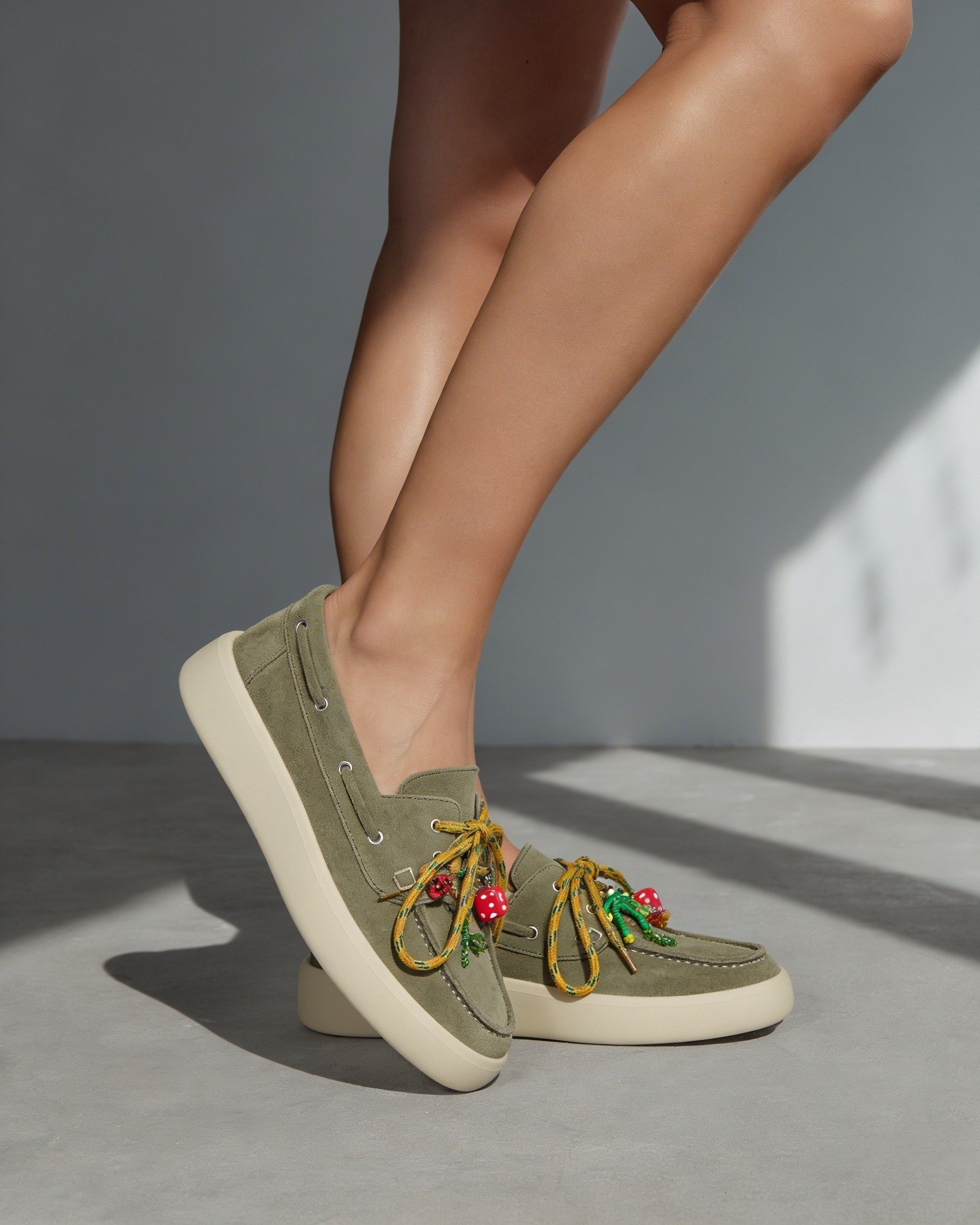 Зеленые замшевые мокасины с декоративной шнуровкой - Image 2 of 5