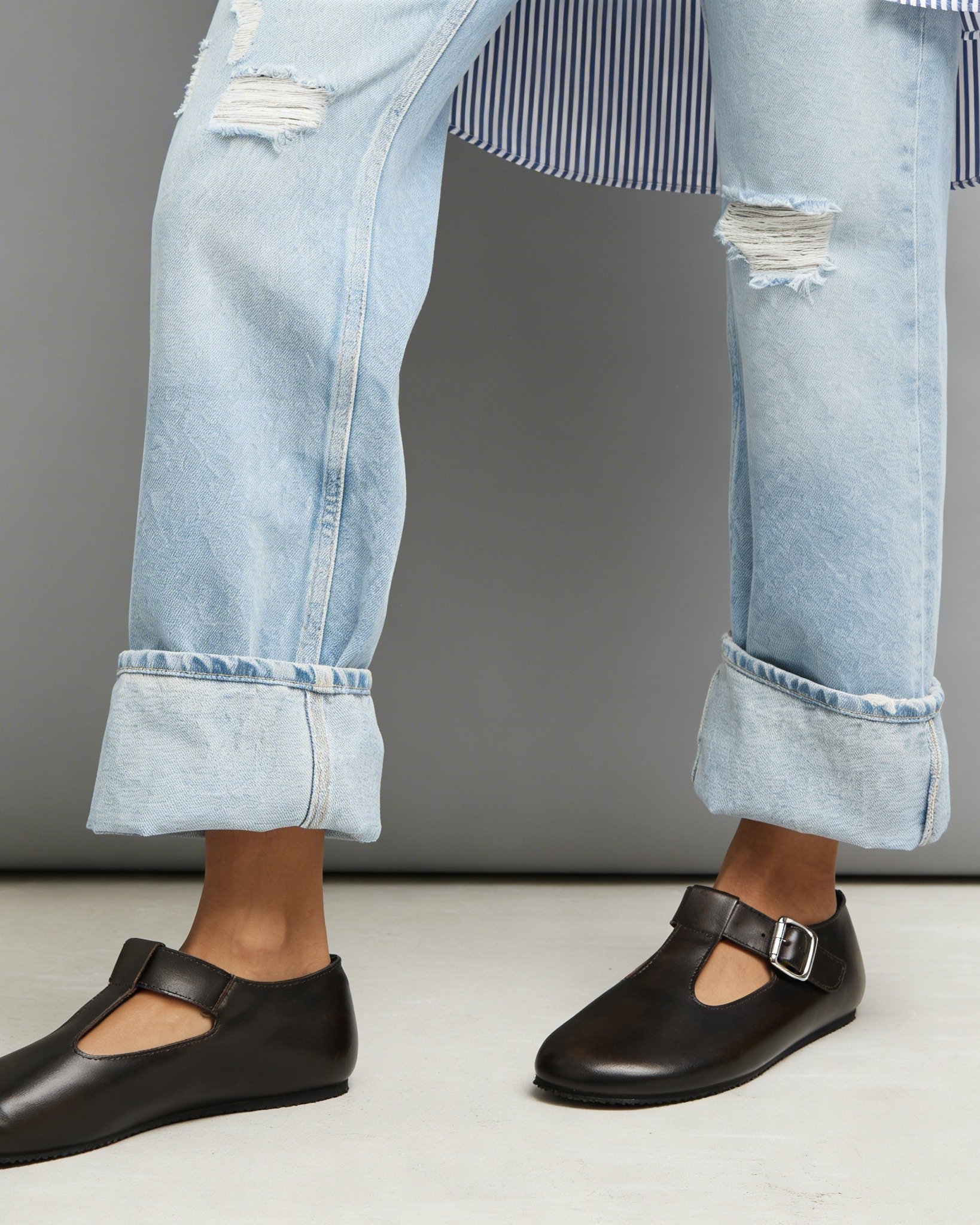 Темно-коричневые кожаные туфли на плоской подошве - Image 2 of 5