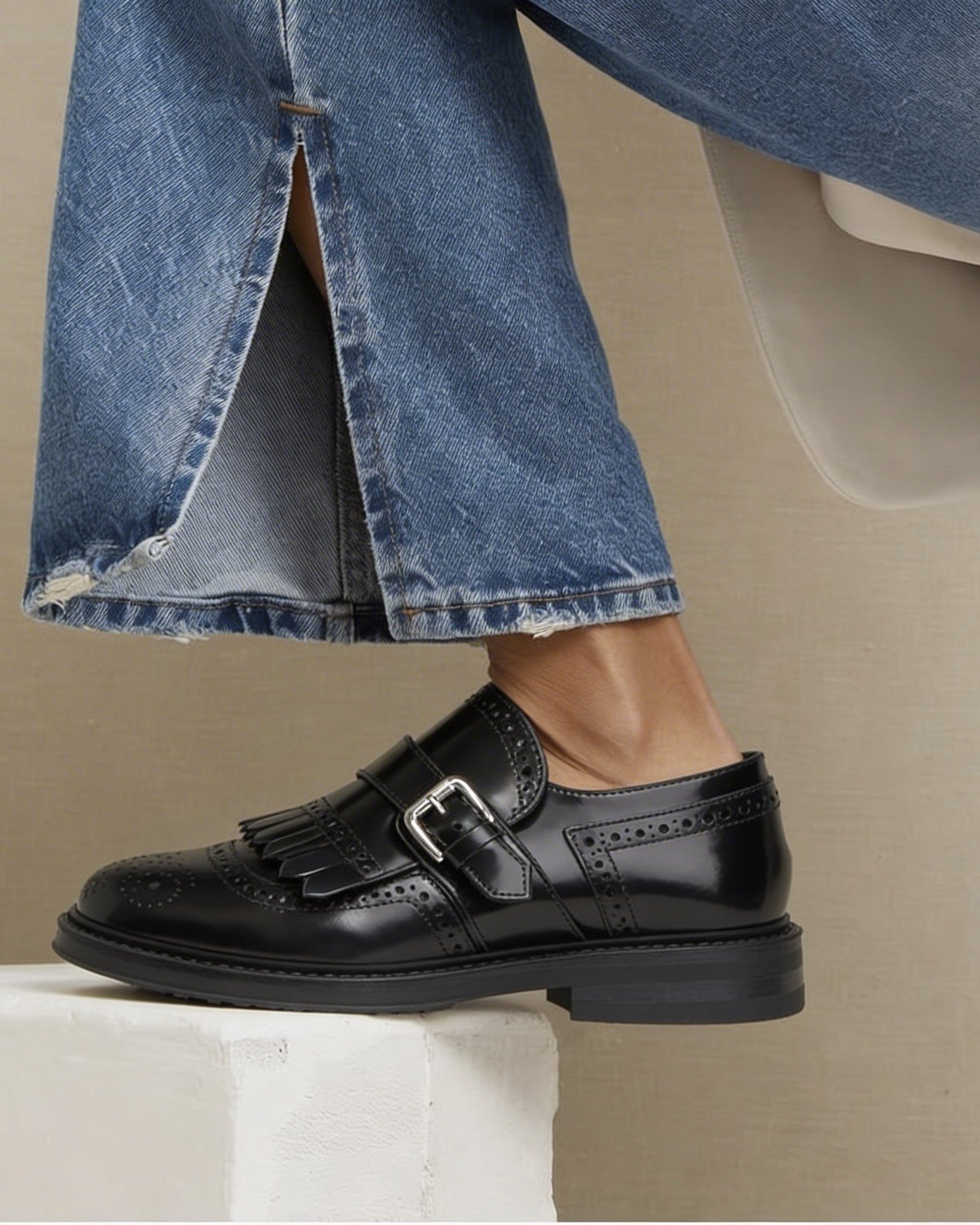 Черные кожаные туфли с ремнями - Image 2 of 5