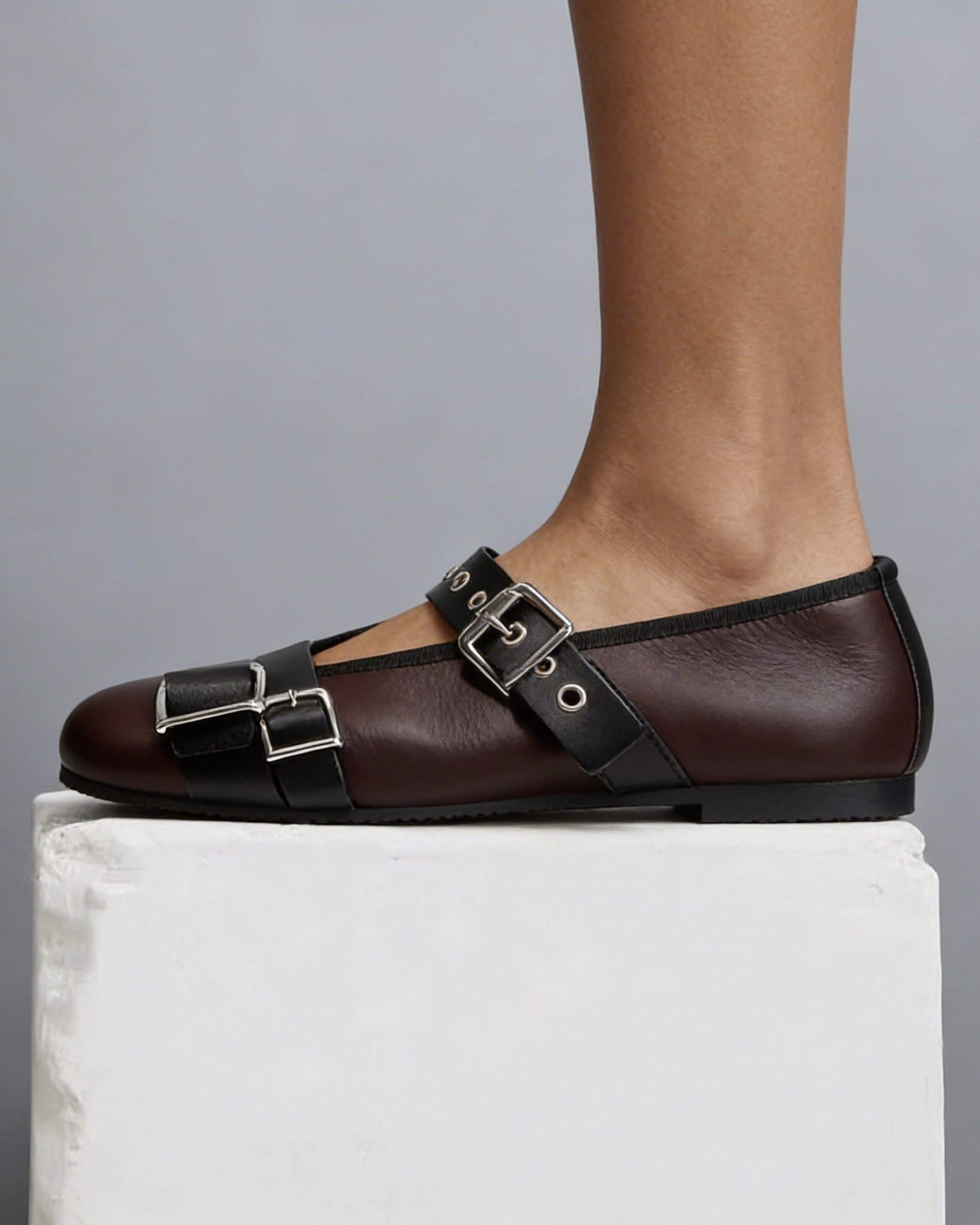 Бордовые кожаные туфли с пряжкой - Image 2 of 5