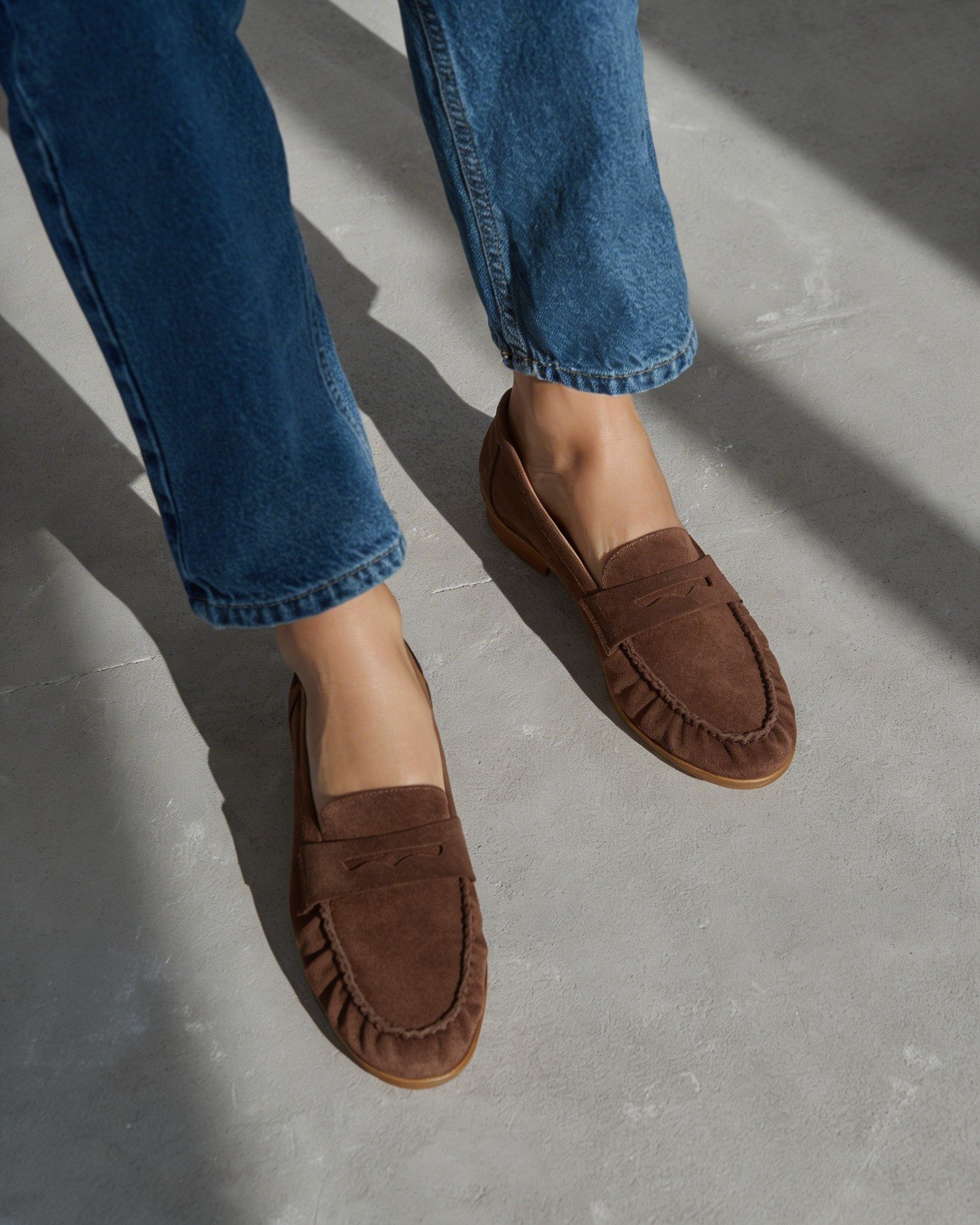 Коричневые замшевые лоферы  - Image 2 of 5