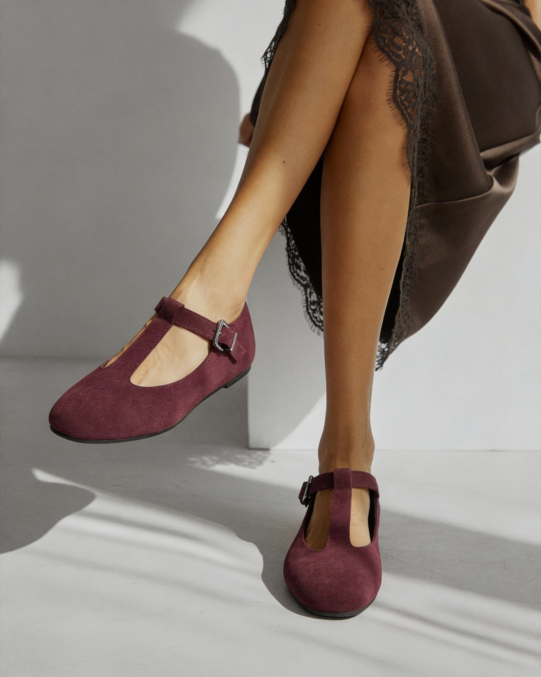 Бордовые замшевые балетки - Image 6 of 6