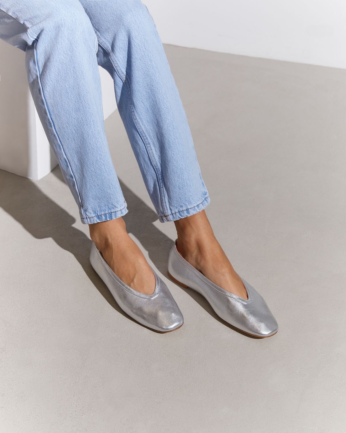 Серебряные кожаные балетки - Image 6 of 7