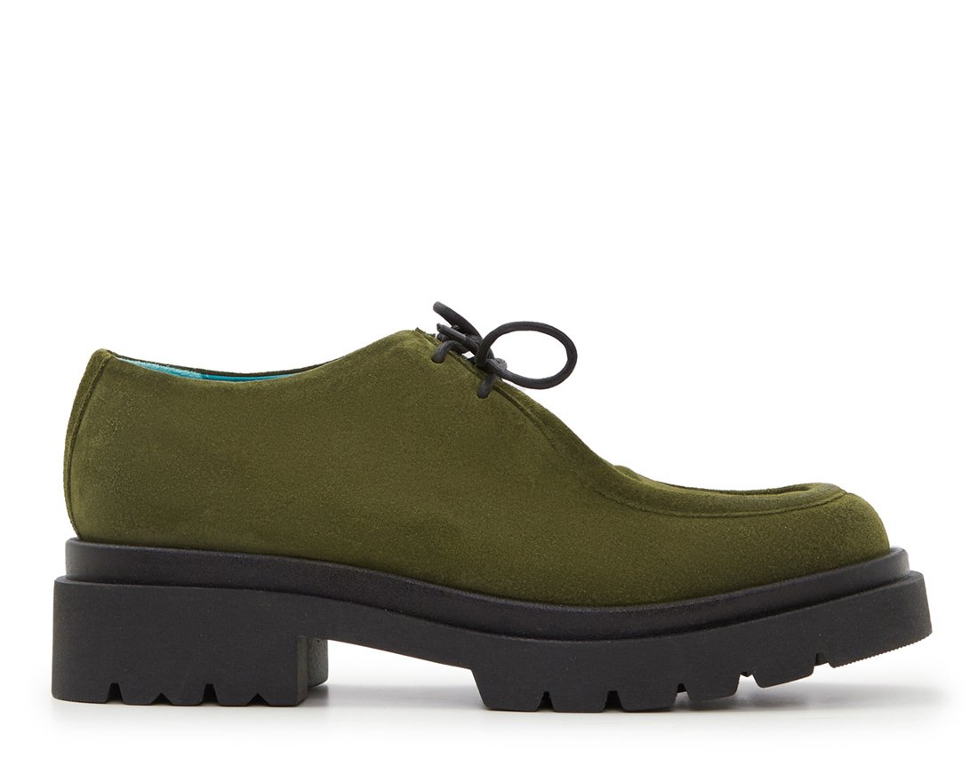 Темно-оливковые замшевые полуботинки - Main image