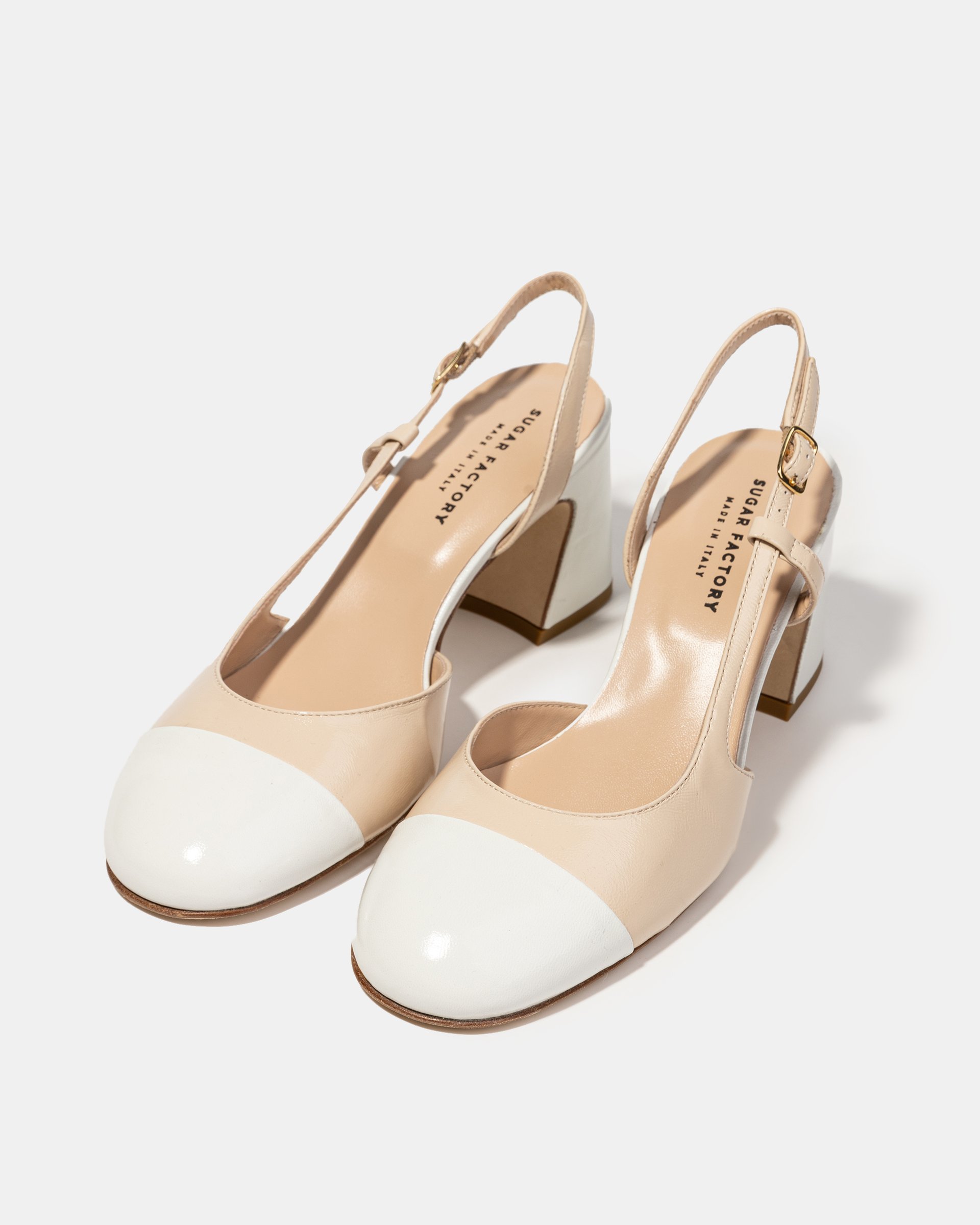 Бело-бежевые туфли из натуральной кожи - Image 2 of 4