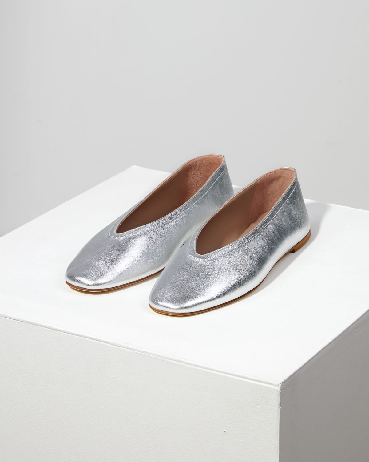 Серебряные кожаные балетки - Image 3 of 7