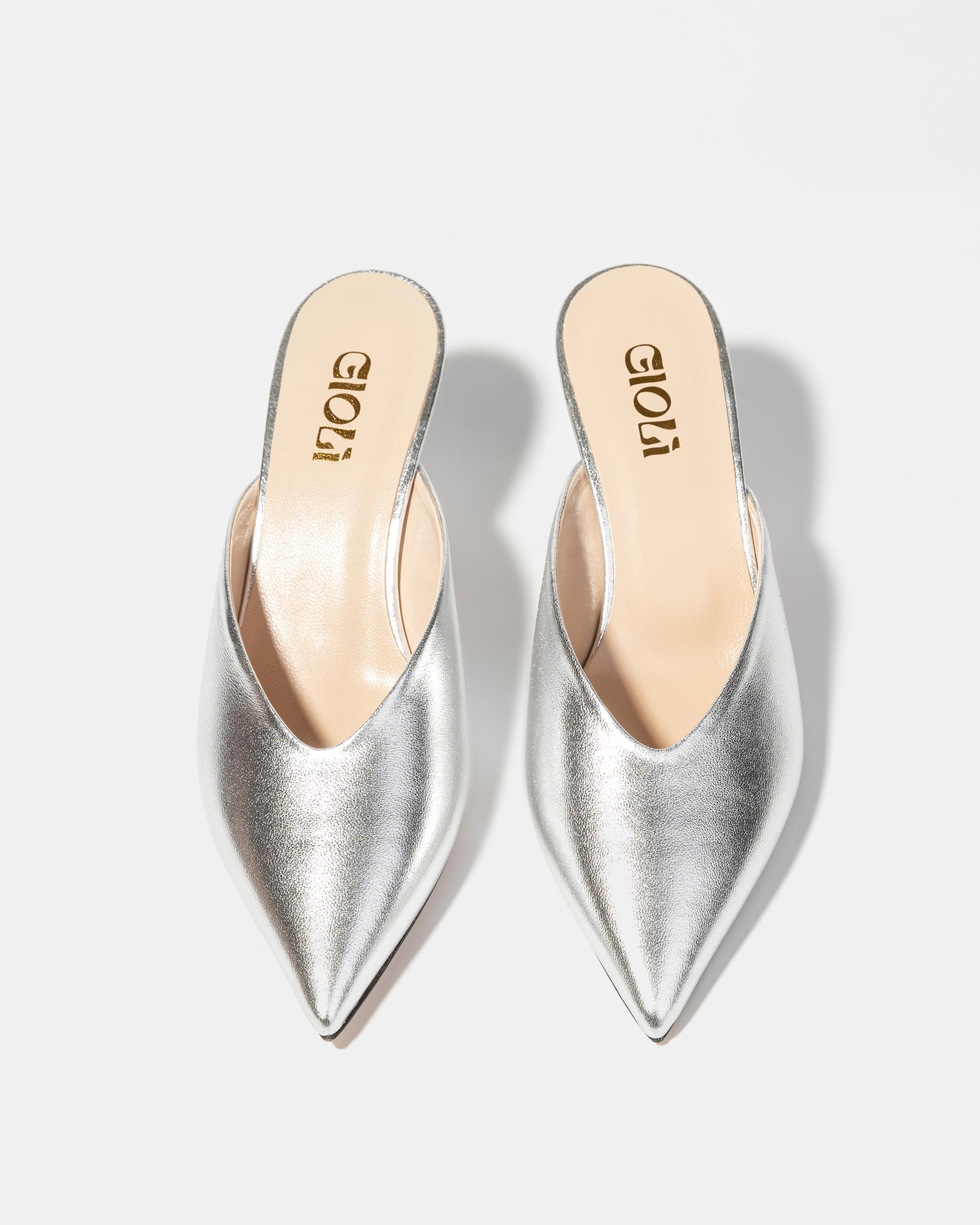 Серебристые кожаные мюли - Image 3 of 4