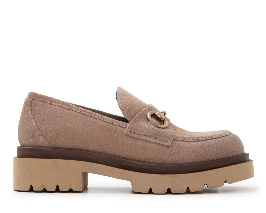 Бежевые замшевые лоферы - Main image